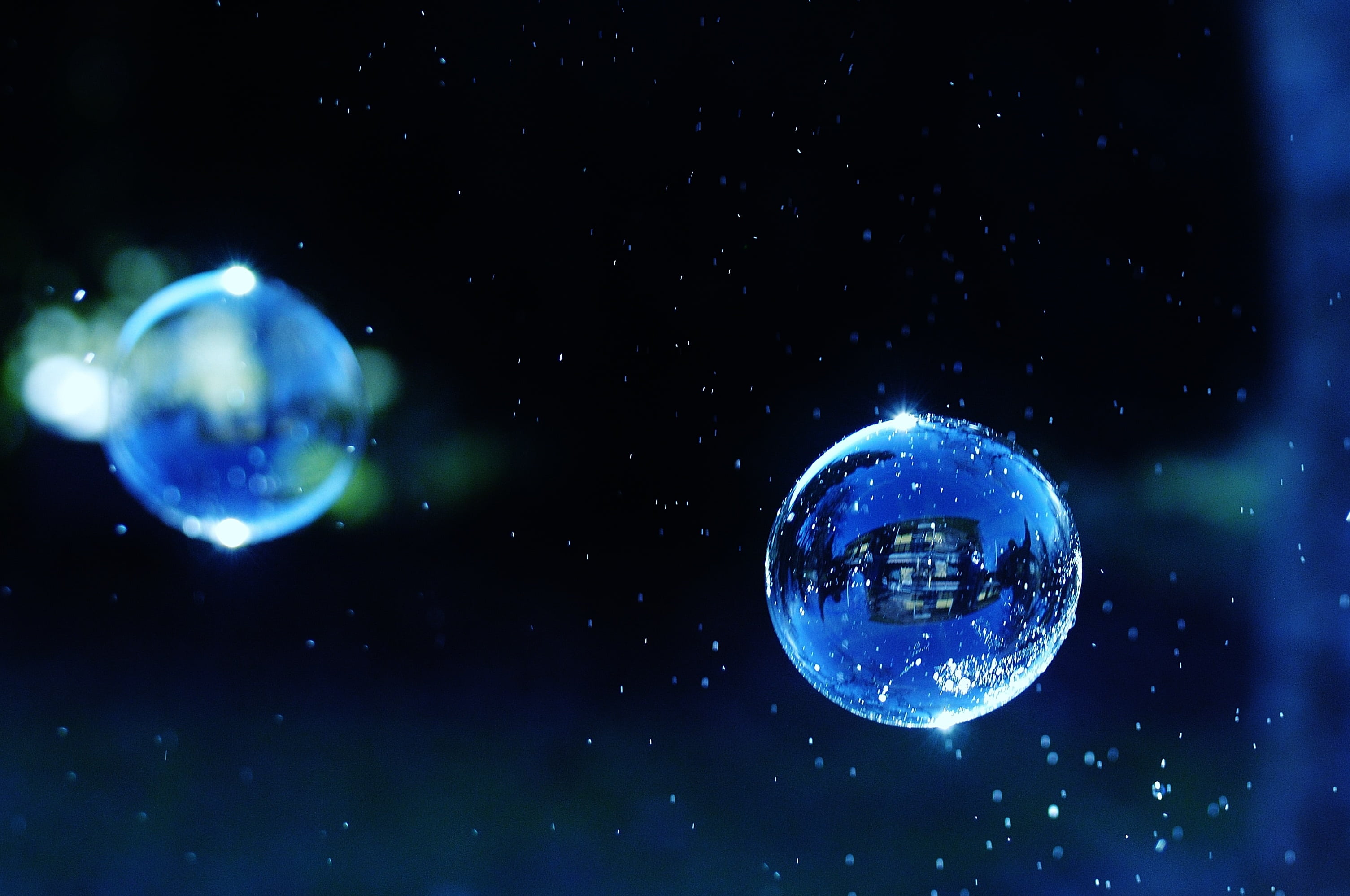 cloud - sky, colorful, no people, blue, space, bubble, night, sky, nature, balls, geometric shape, earth, 2K, make soap bubbles, sphere, astronomy, soapy water, HD Wallpaper