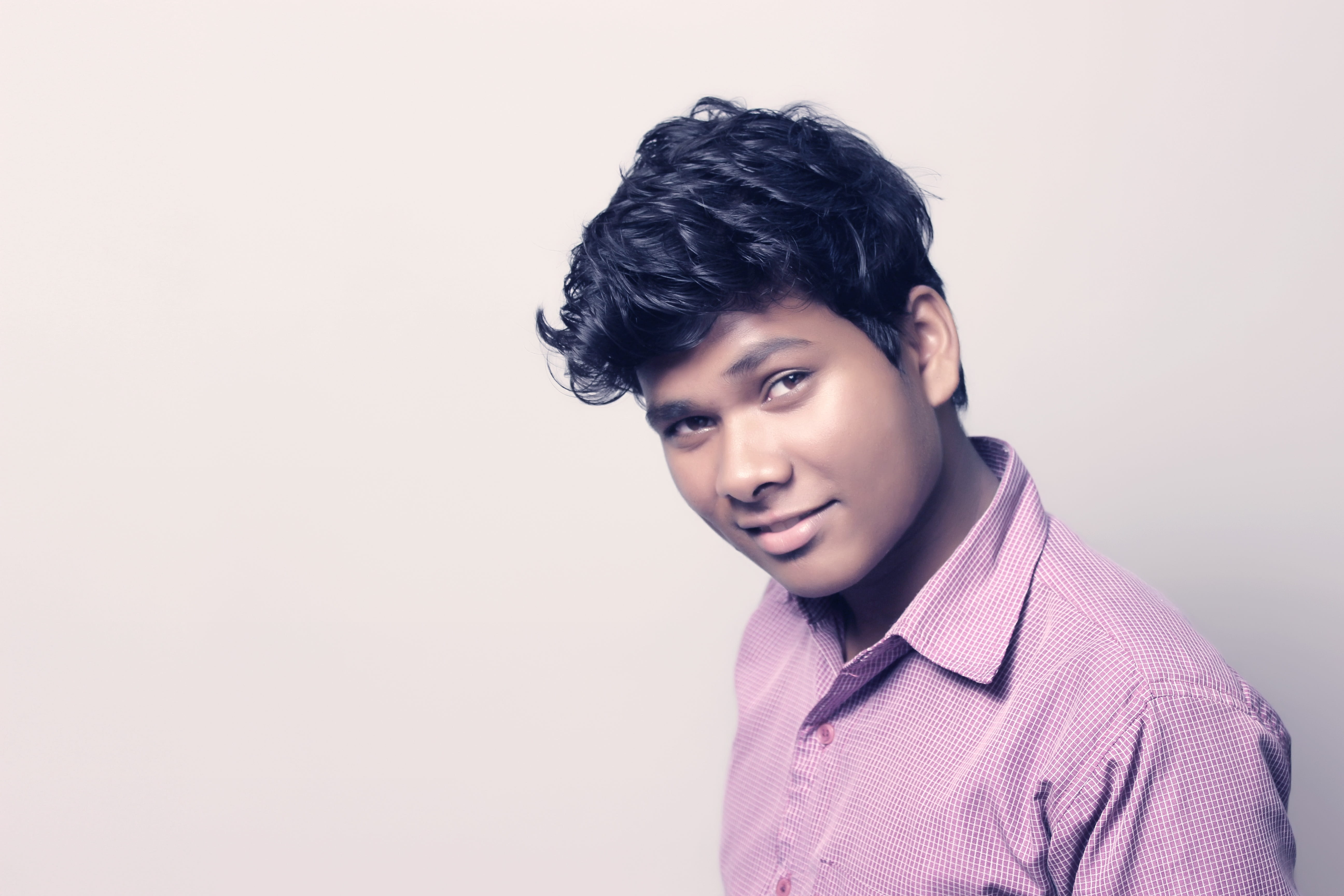 healthy, fun, spiky hair, males, copy space, one, happy, black hair, headshot, lifestyle, style, hot, people, face, lips, look, kid, clothing, smile, stylish, HD Wallpaper