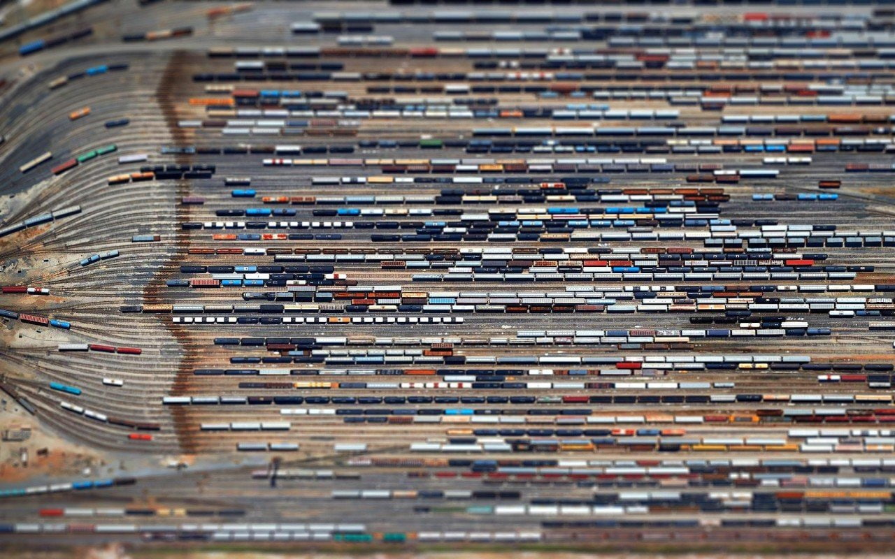 lines, Train Station, Tilt Shift, Aerial View, Blurred, Railway, 720P, Diesel Locomotives, Train, HD Wallpaper