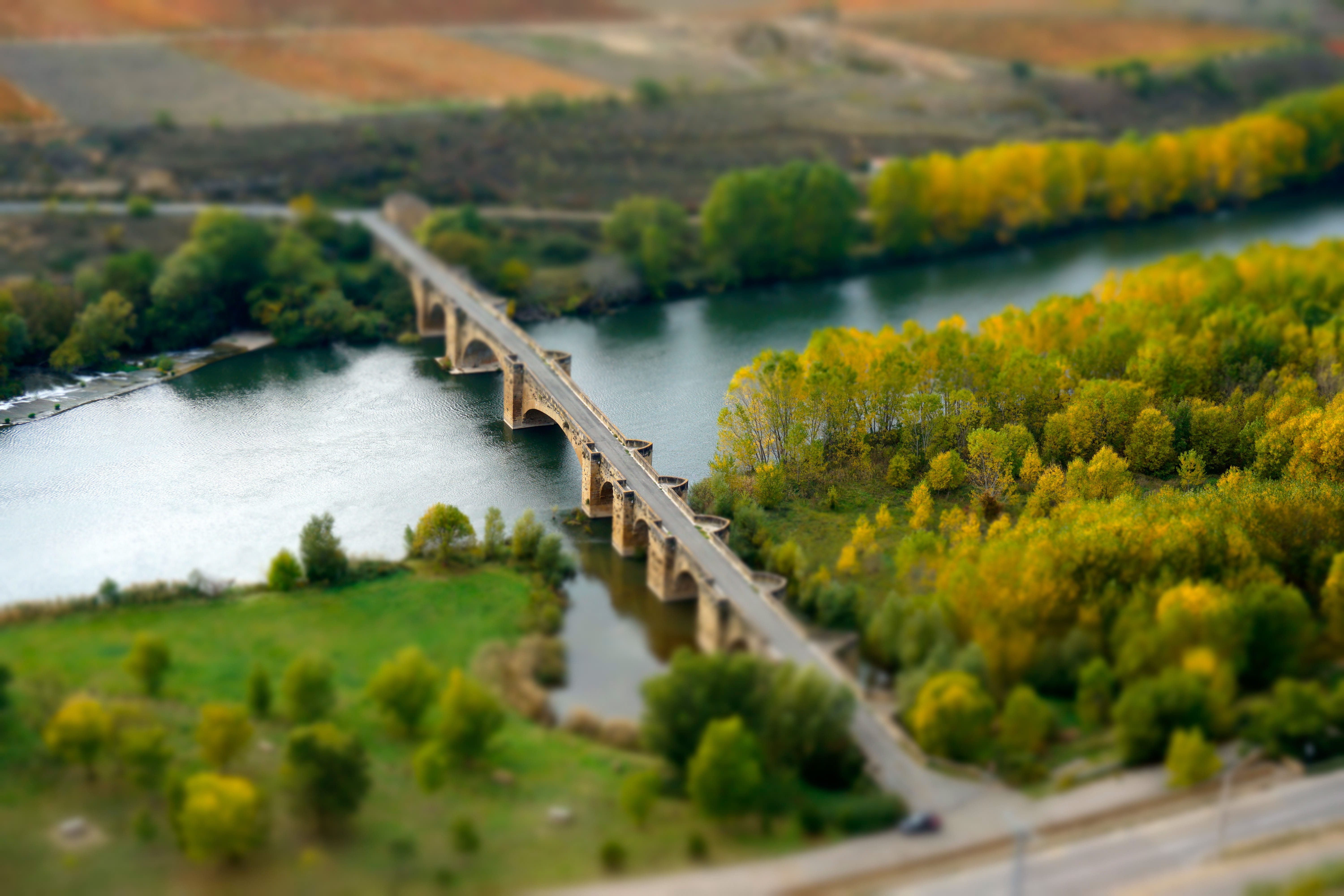 tree, land, spring, scenics - nature, guardia, no people, connection, green color, tilt-shift, panoramic, bridge, built structure, tranquility, HD Wallpaper