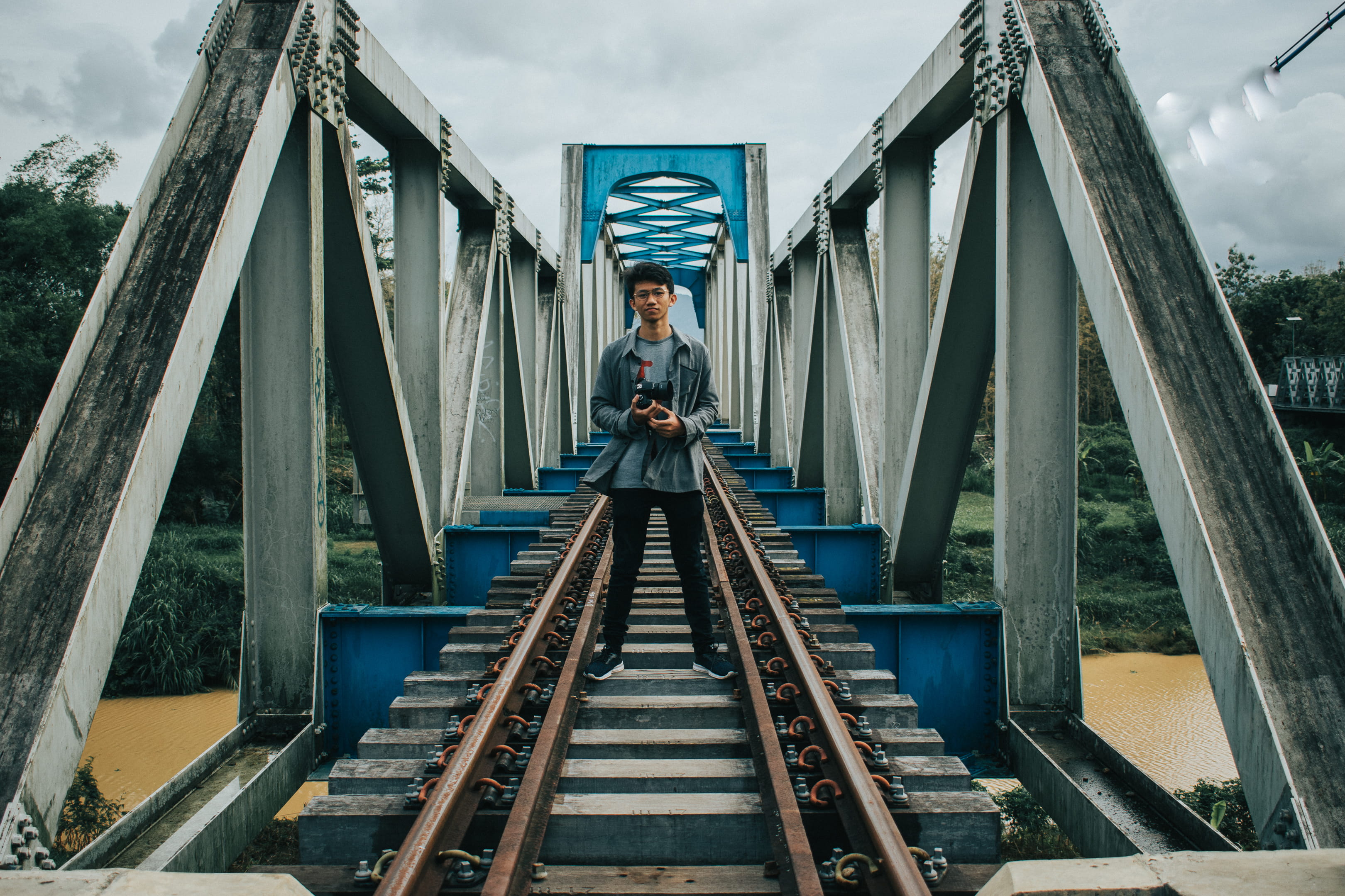 the way forward, solo, real people, young, 2K, outdoors, trees, nature, iron, body, track, full length, railroad track, wood, daylight, railway line, person, HD Wallpaper