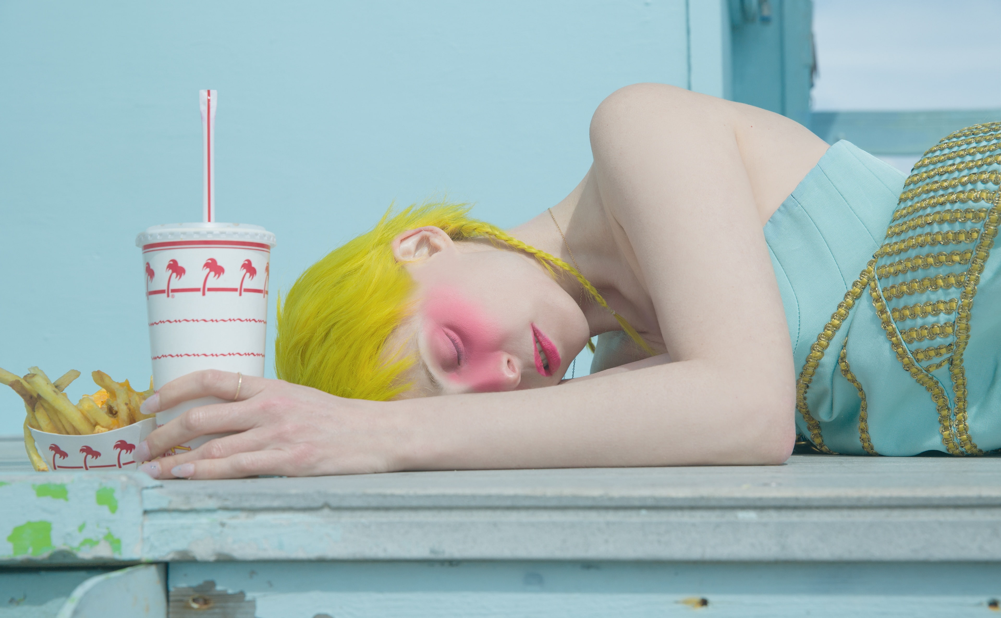 Retouching, Photography, Fashion, Woman, nap, Yellow, fastfood, Pink, Girls, PetiteMeller, makeup, 4K, Singer, Food, People, HD Wallpaper