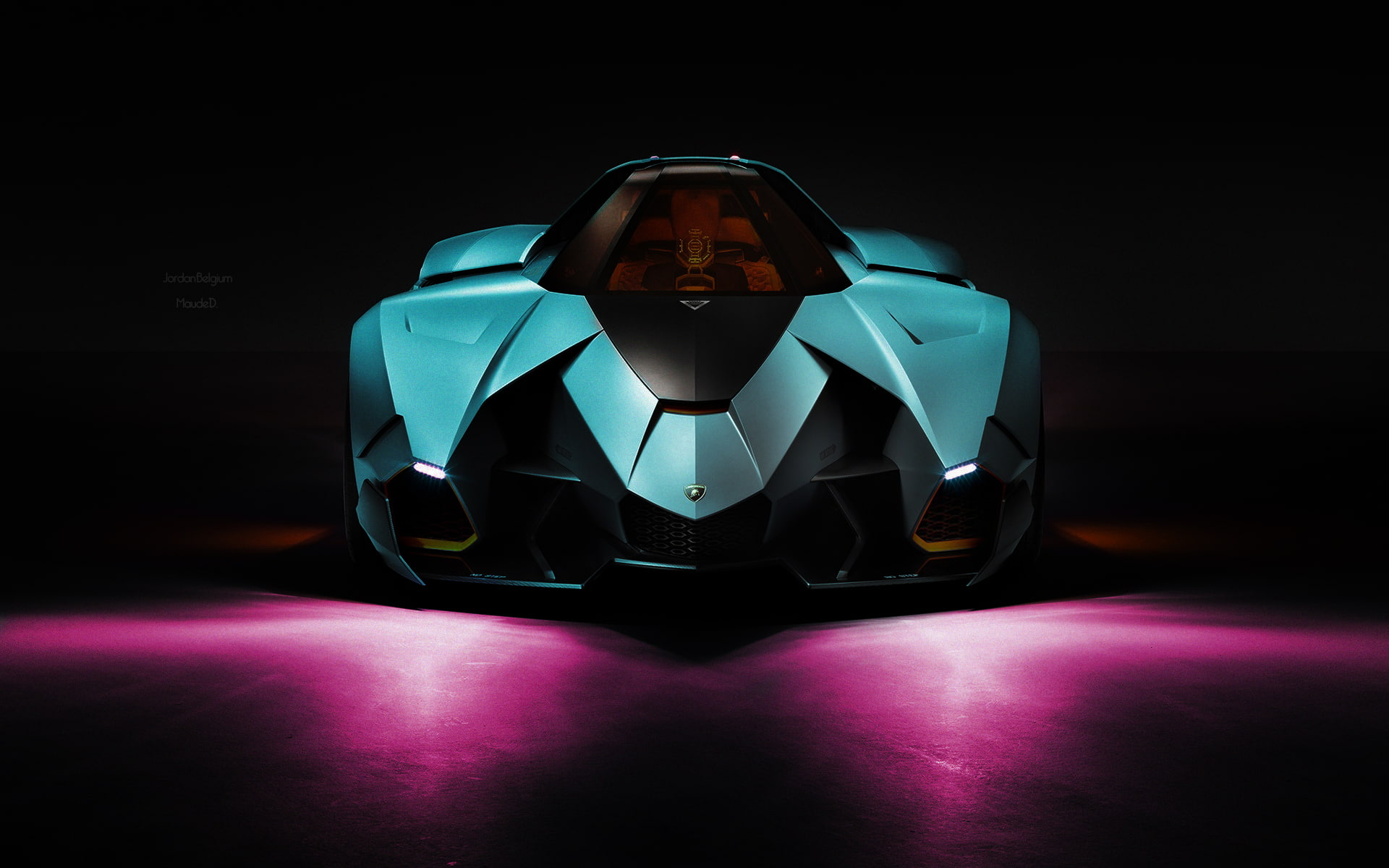 shape, diamond - gemstone, design, colorful, close-up, Photoshop, motor vehicle, no people, glowing, black background, car, Lamborghini, symmetry, illuminated, HD Wallpaper