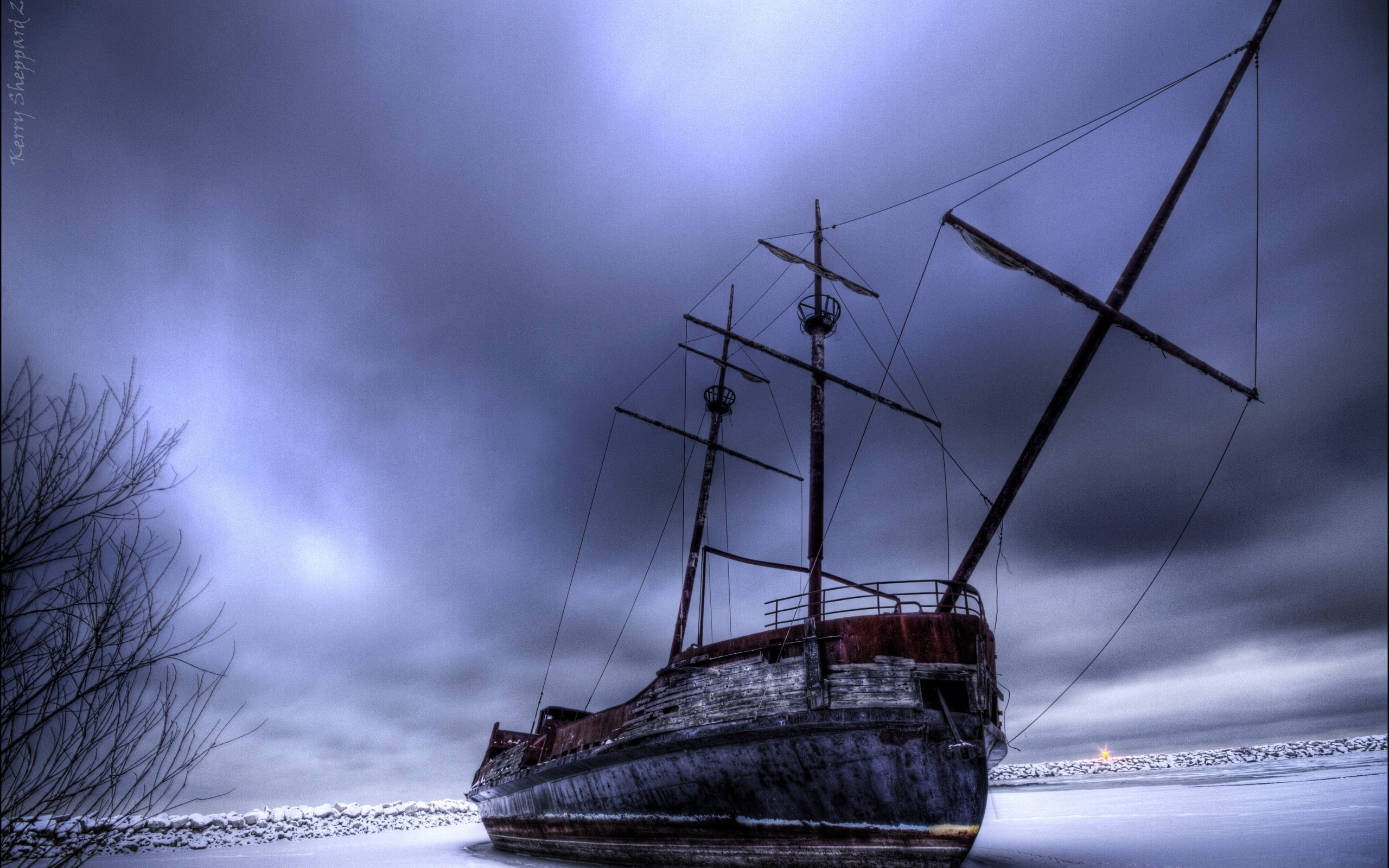 snow, vehicle, ship, HDR, 2K, HD Wallpaper