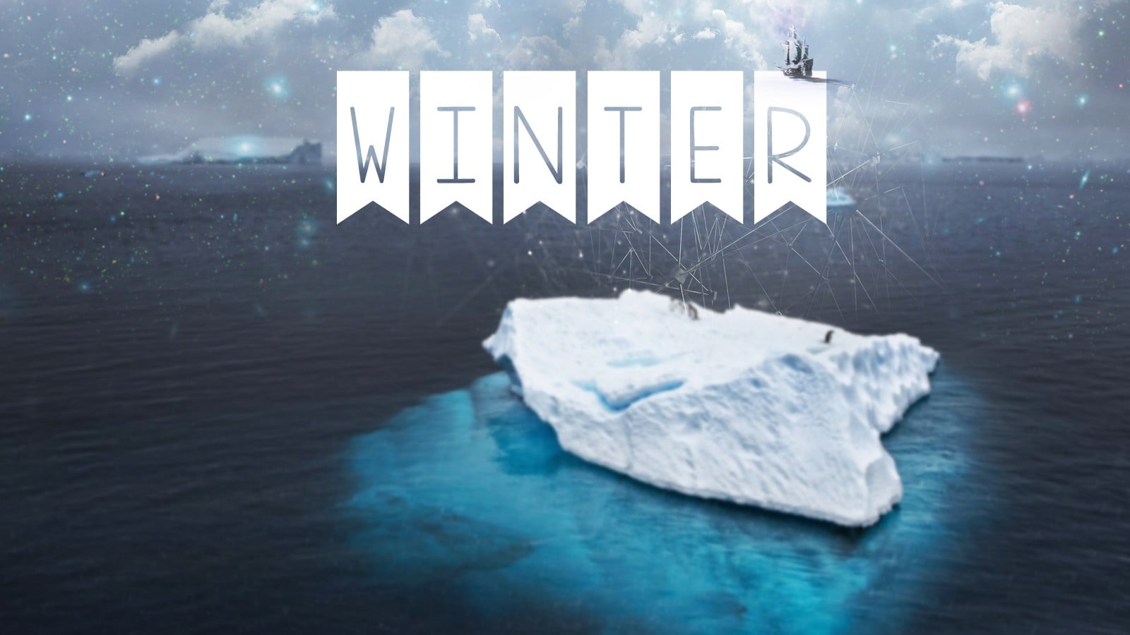 720P, sea, sign, tranquility, lights, iceberg, white, close-up, cold temperature, snow, blue, clouds, capital letter, message, typography, nature, day, HD Wallpaper