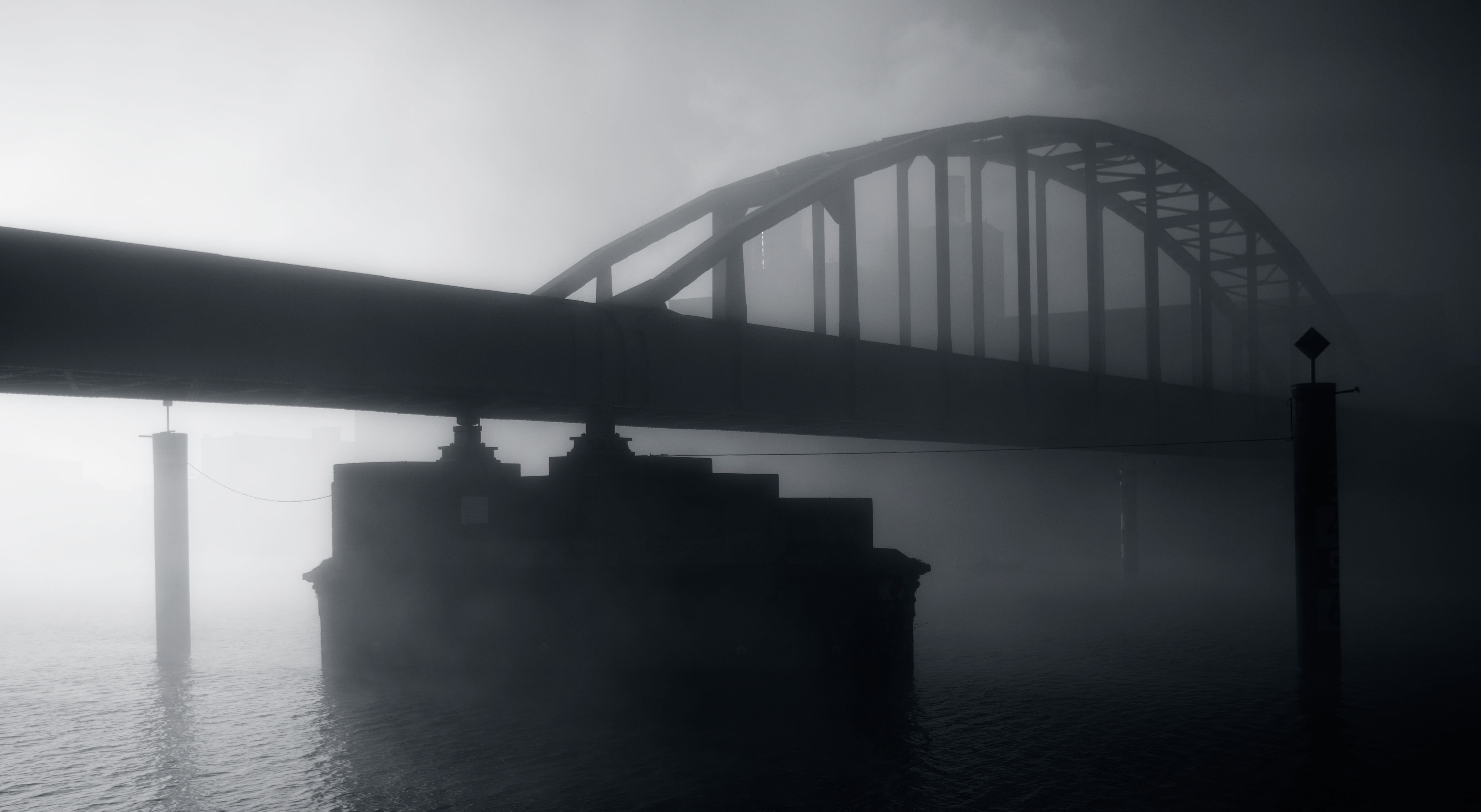 against light, travel destinations, limburg, bridge - man made structure, built structure, no people, connection, sea, architectural column, Water, steel, HD Wallpaper