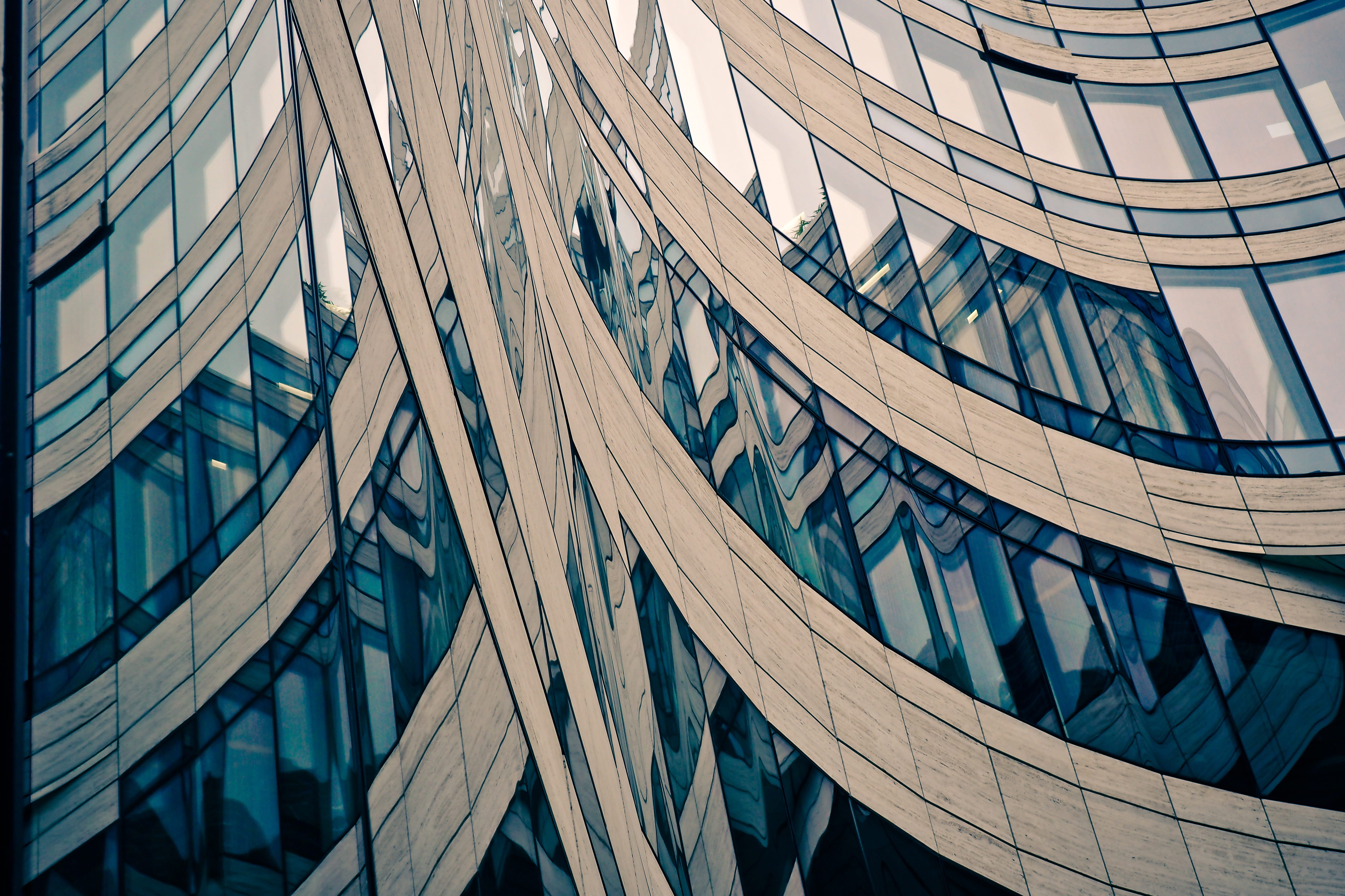 office building, outdoors, building exterior, pattern, day, office, 4K, backgrounds, building, urban, skyscraper, modern architecture, city, low angle view, HD Wallpaper