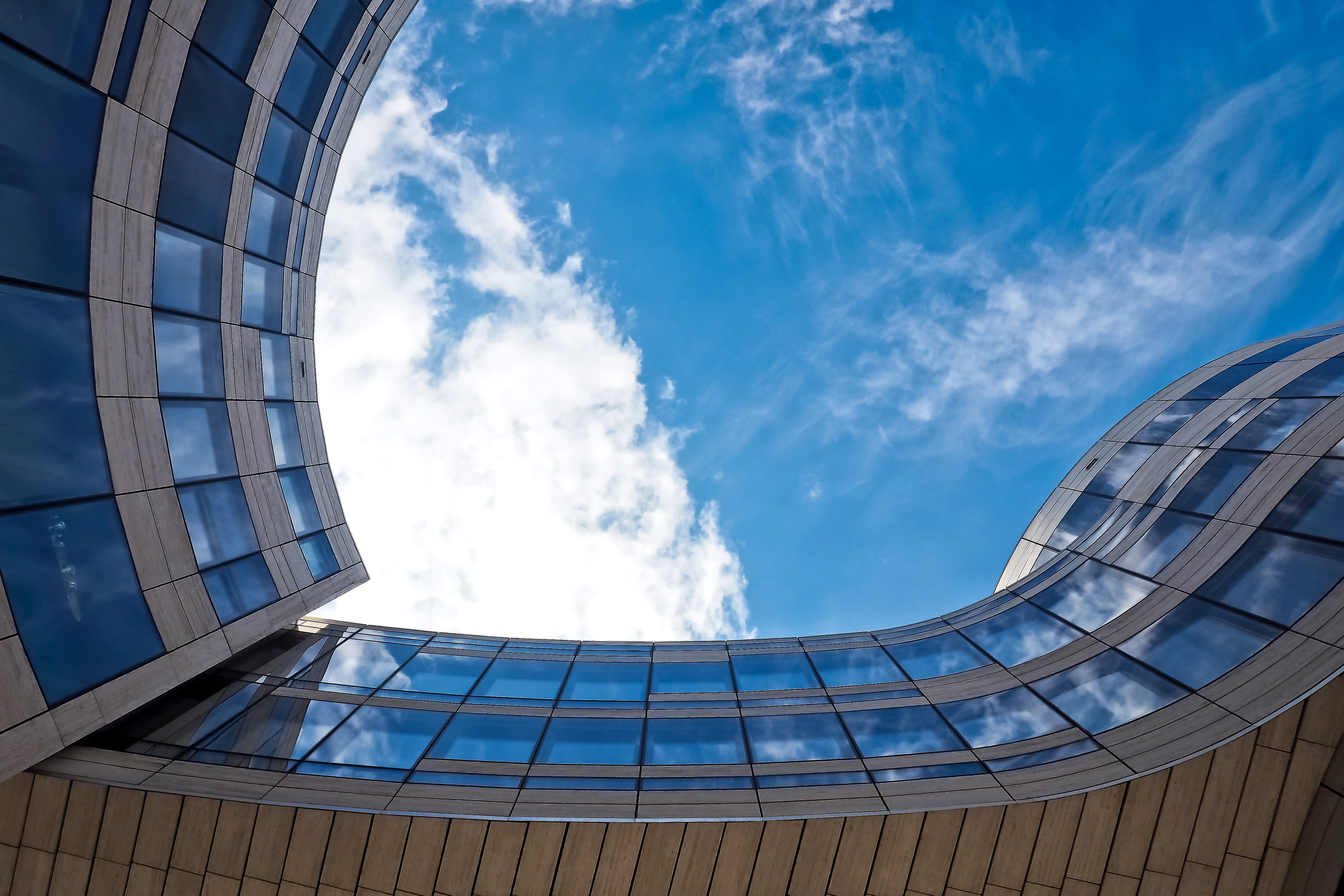 low angle view, abstract, no people, structure, white, building exterior, concrete, lines, detail, sunlight, sport, window, nature, 4K, city, kö bow, office building, HD Wallpaper