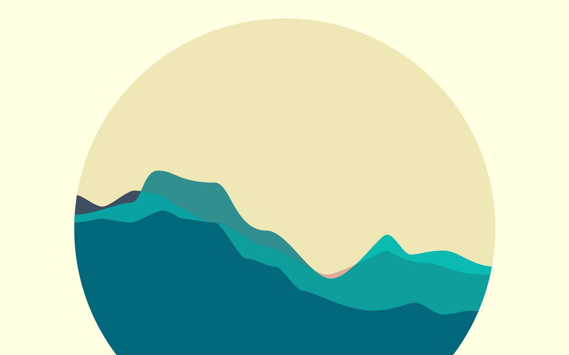 illustration, vector, waves, circle, 1920x1200, teal, green, water, wave, 1080P, HD Wallpaper