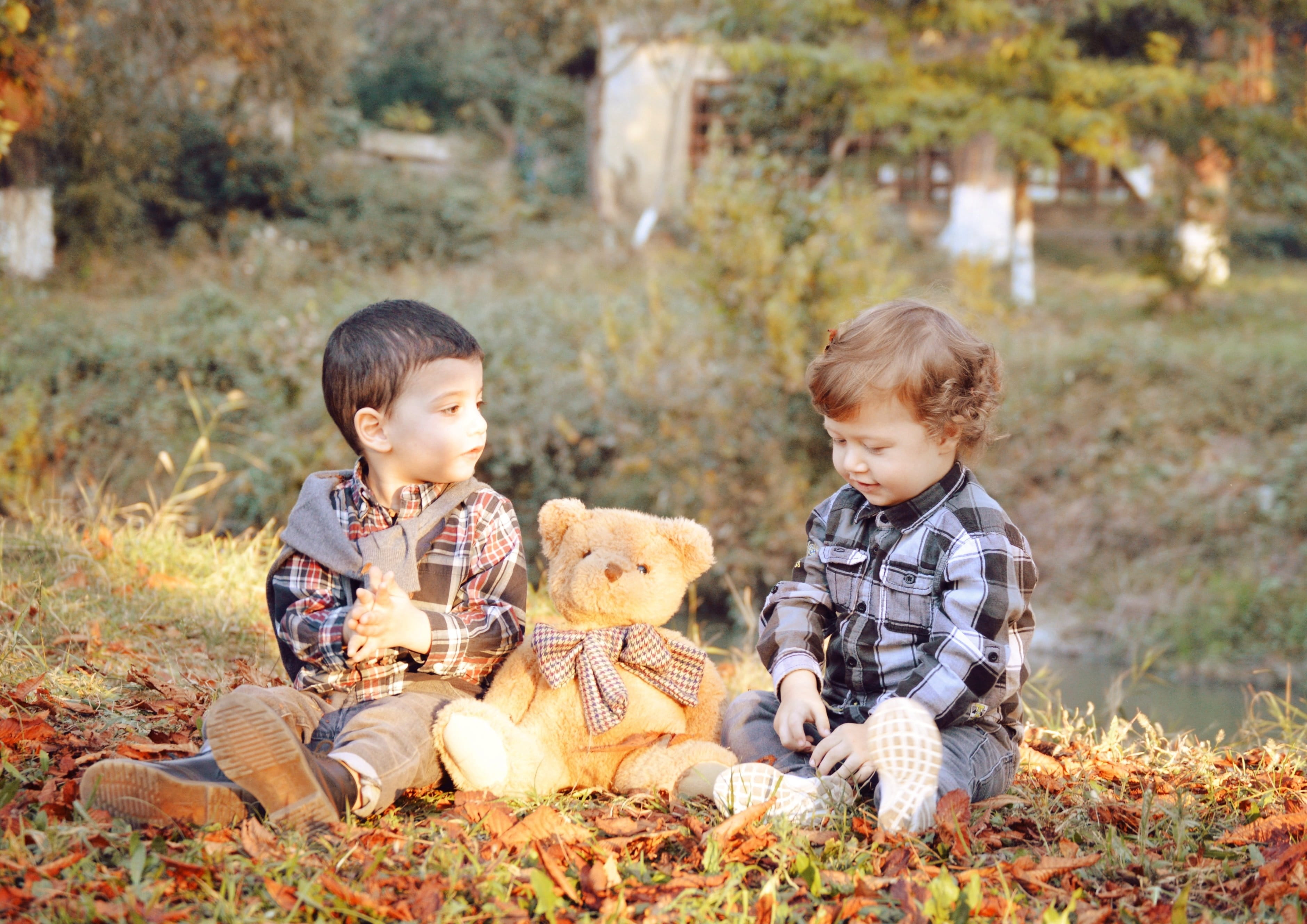 toy, 2K, harvesting, baby, males, kids, fall, boys, cute, babyboys, emotion, little, casual clothing, happy, nature, tree, innocence, young, kid, two people, HD Wallpaper