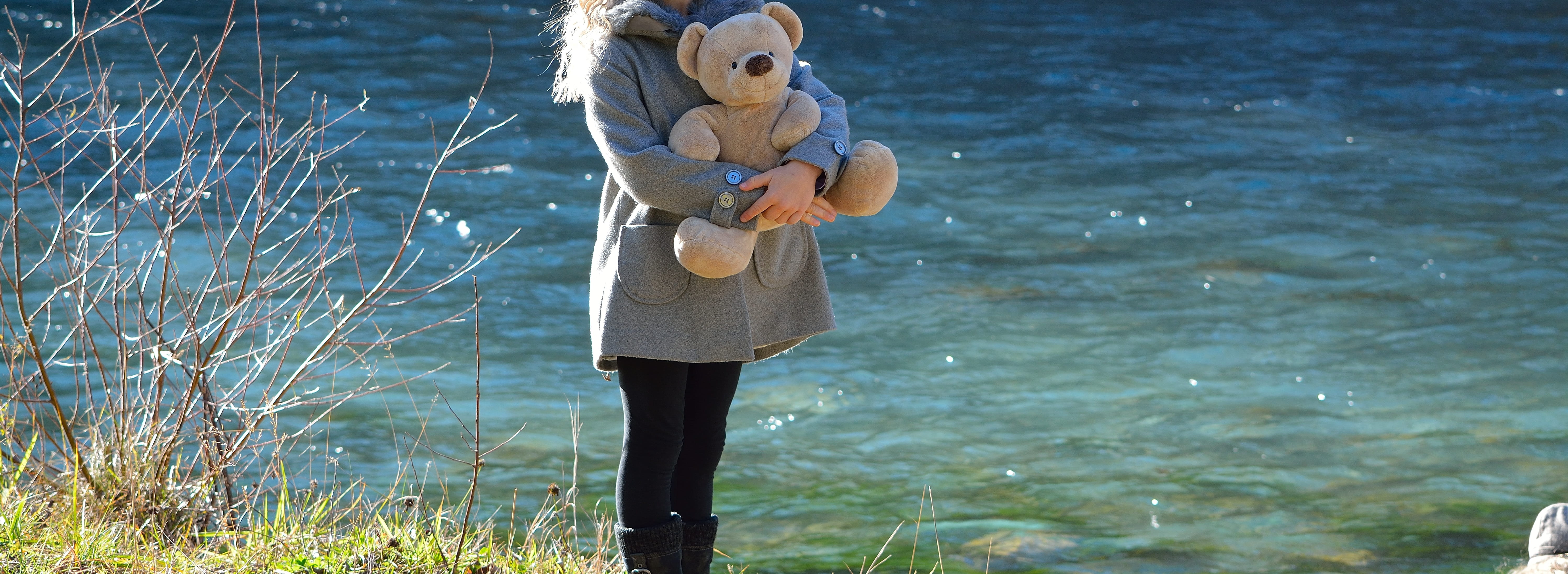 casual clothing, nature, one person, teen, holding, blonde, teddy bear, stuff, sea, beach, toy, adorable, standing, child, 5K, women, children, cute, adult, HD Wallpaper