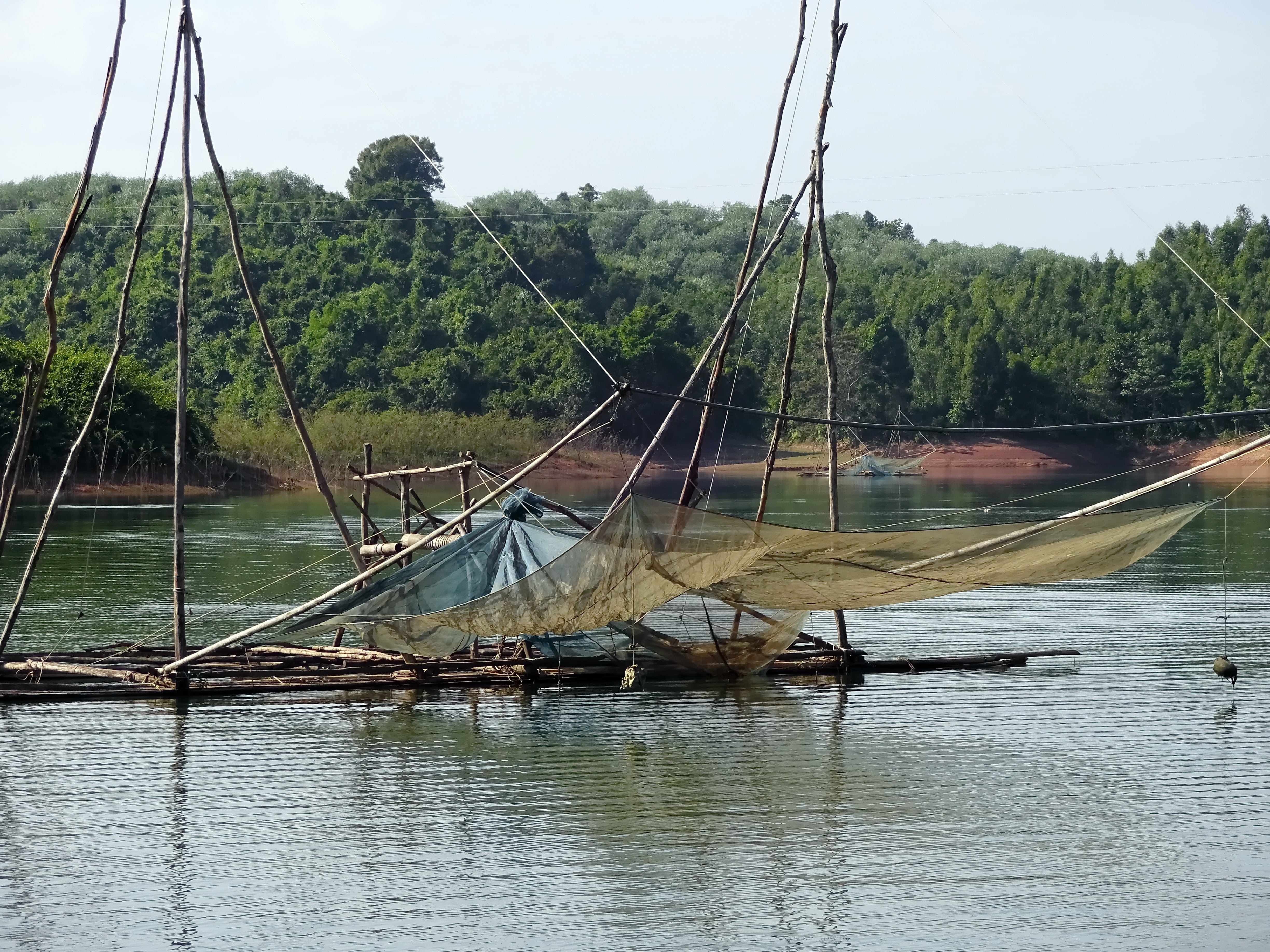 outdoors, tree, non-urban scene, plant, transportation, vang vieng, netting, sailboat, mode of transportation, water, reflection, beauty in nature, river, HD Wallpaper