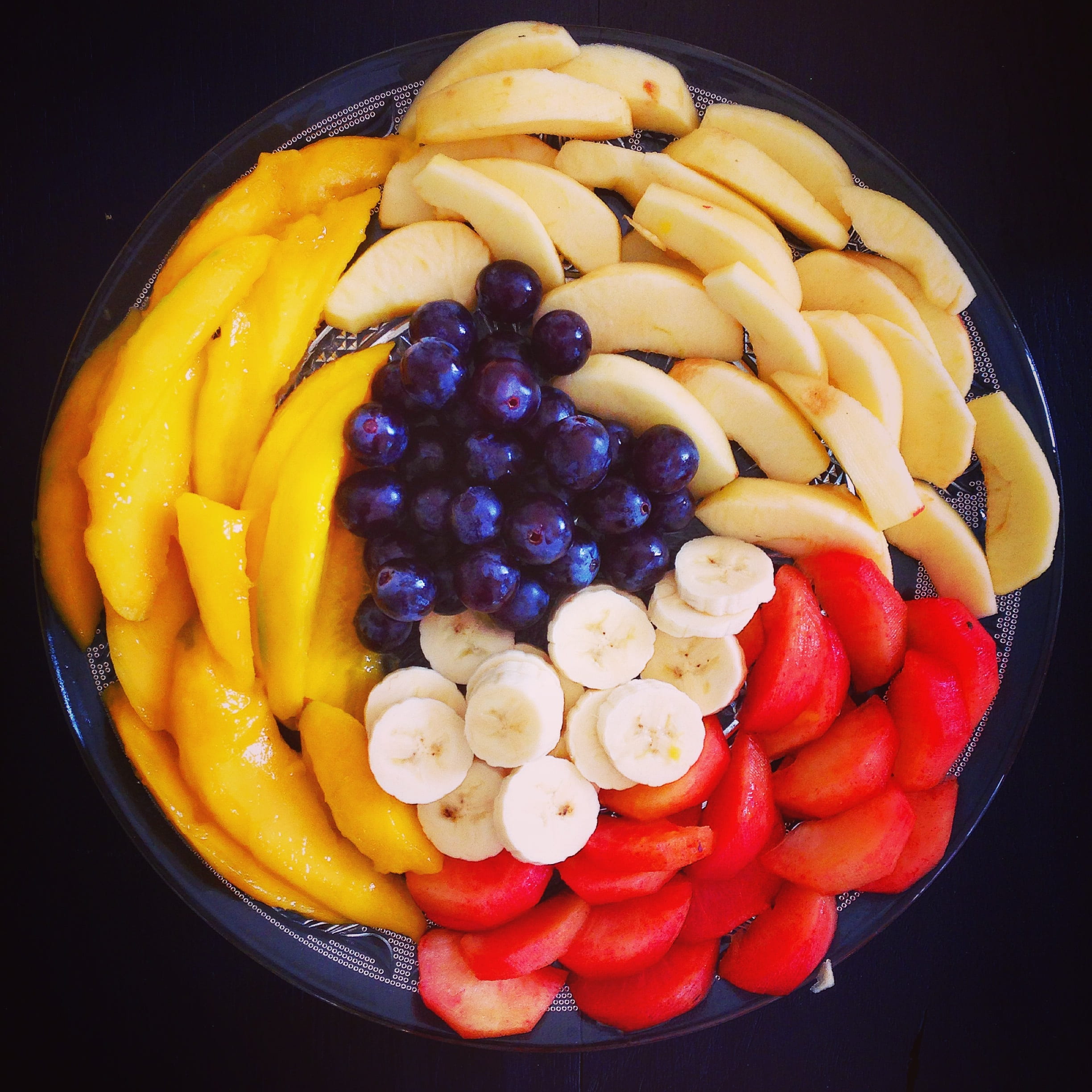 black background, temptation, sweet food, variation, multi colored, fruit, food and drink, fruit salad, indoors, orange, salad, no people, choice, mango, Phone HD Wallpaper