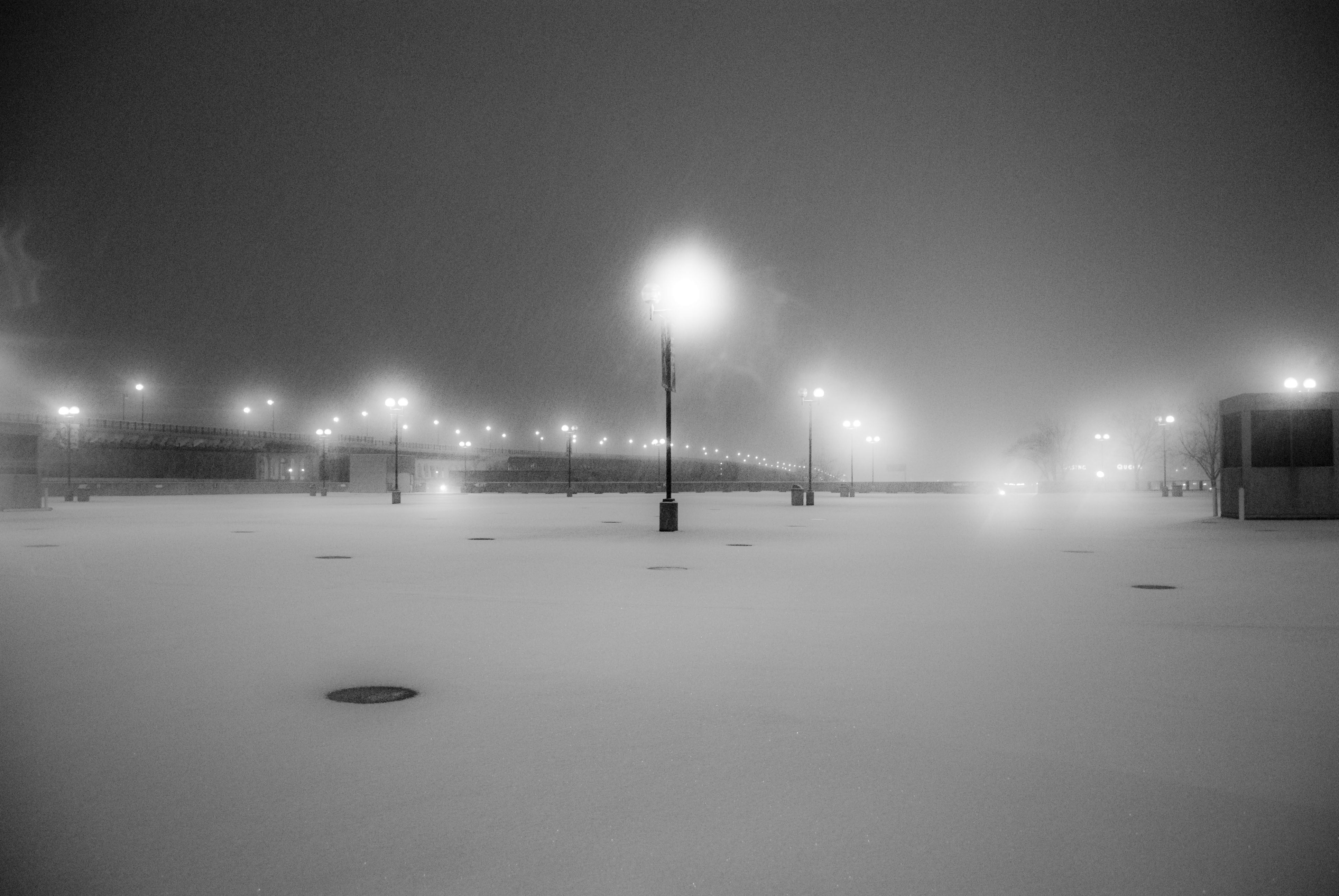 water, sky, snow, utility, night, street light, lighting equipment, city, lights, architecture, illuminated, cold temperature, monochrome, street, outdoors, HD Wallpaper