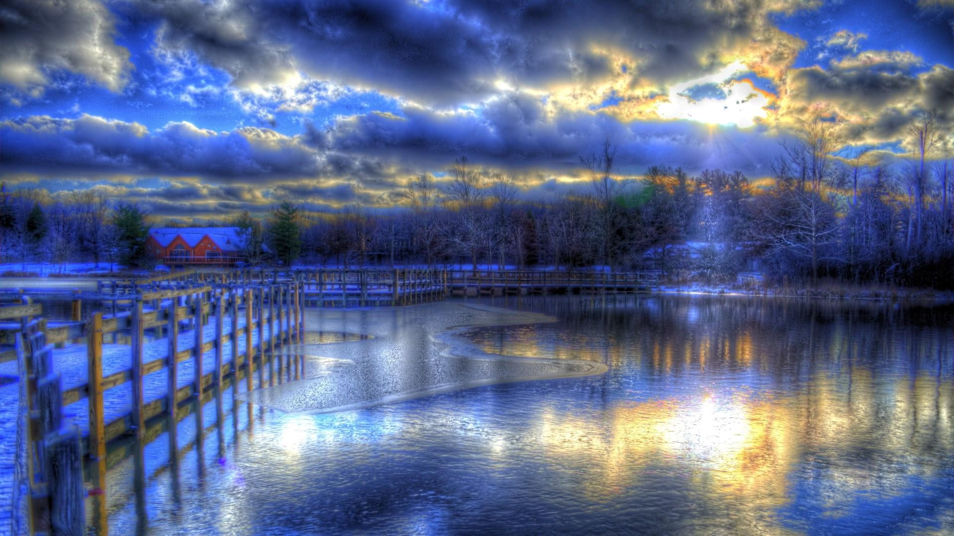 winter, travel destinations, illuminated, outdoors, plant, night, scenics - nature, cold, sky, nature, dramatic sky, power in nature, dusk, cloud - sky, HD Wallpaper