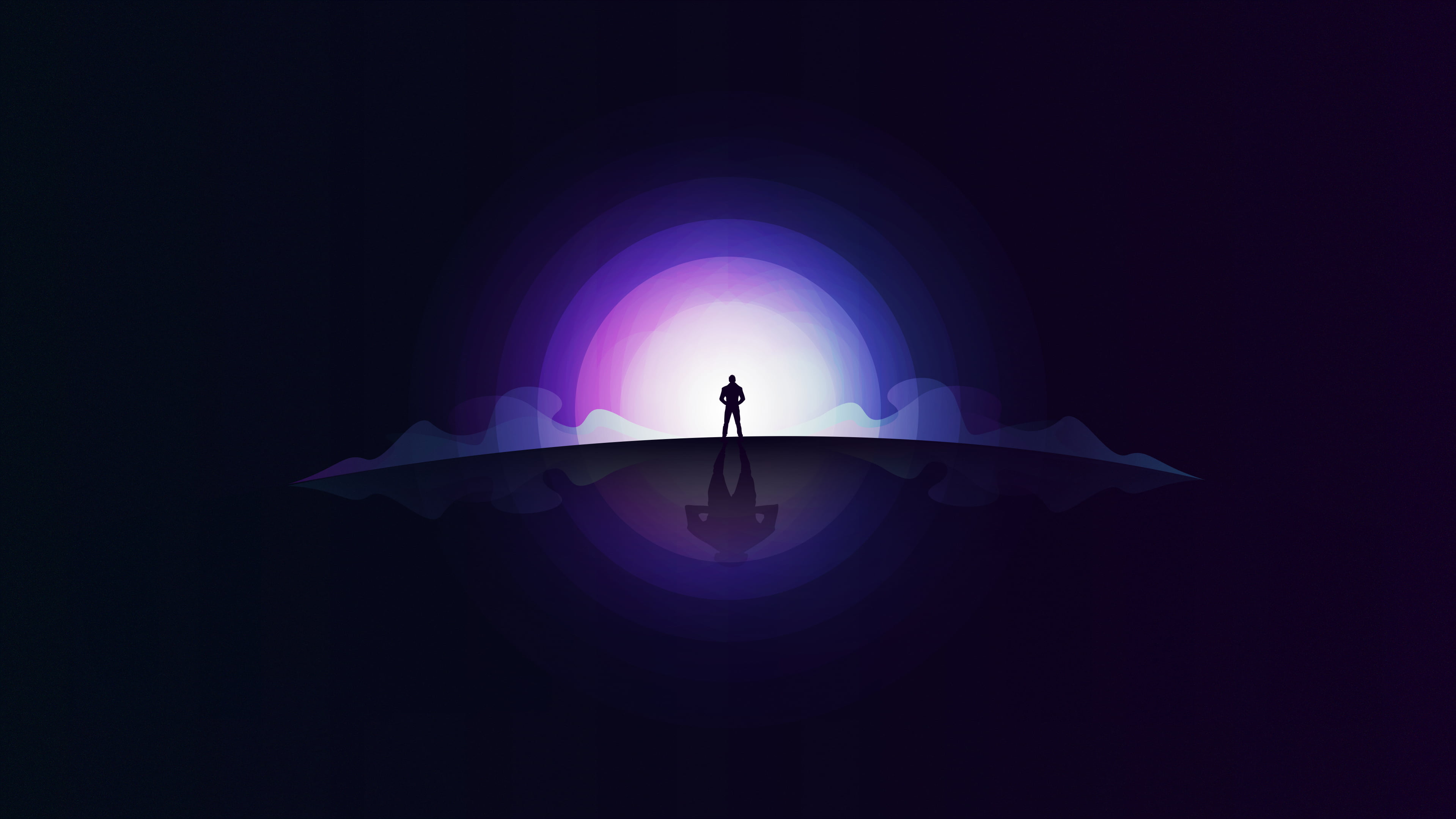 bluish, moonlight, 2K, minimalism, HD Wallpaper