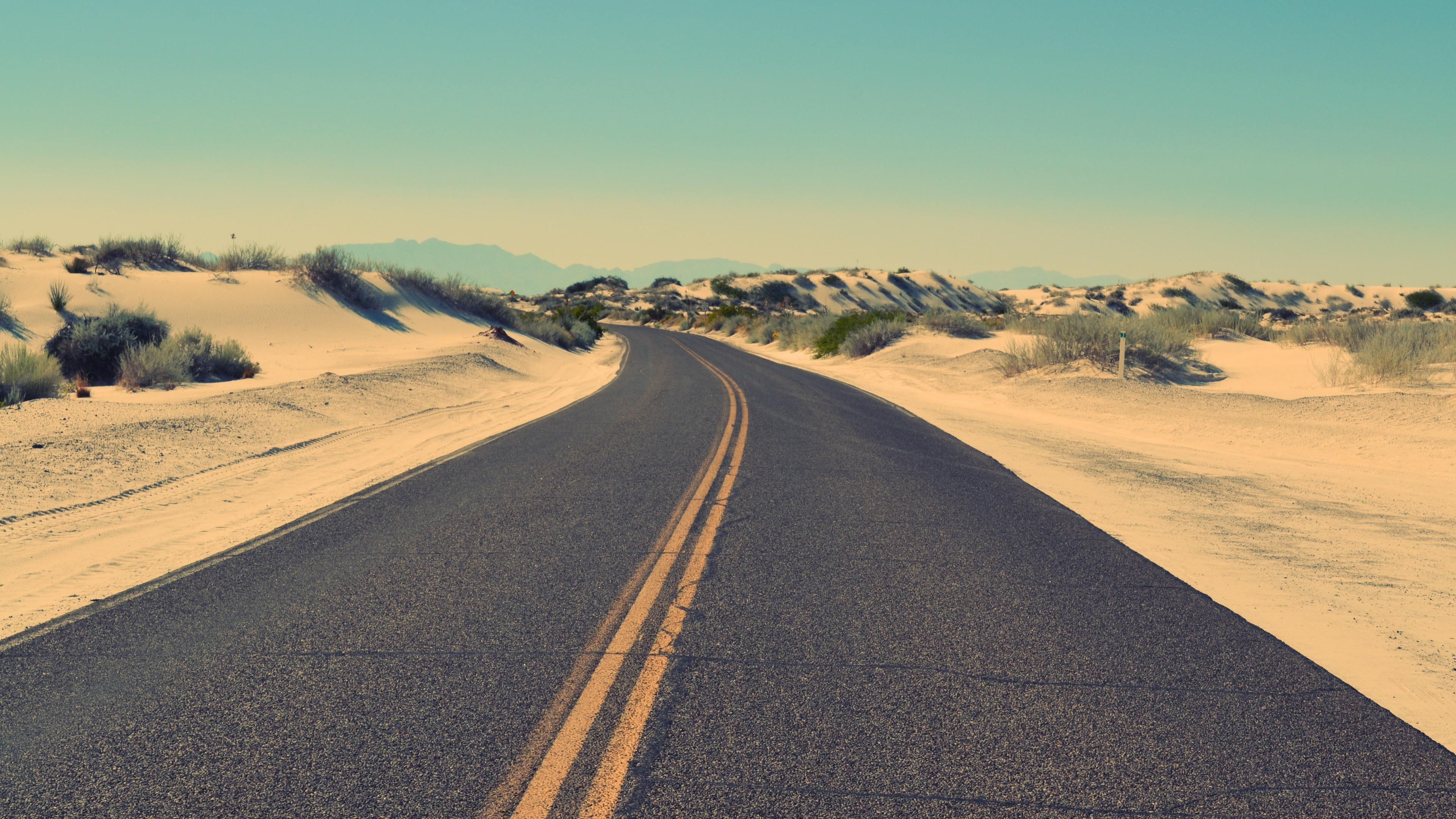 asphalt, horizon, 4K, desert, road, HD Wallpaper