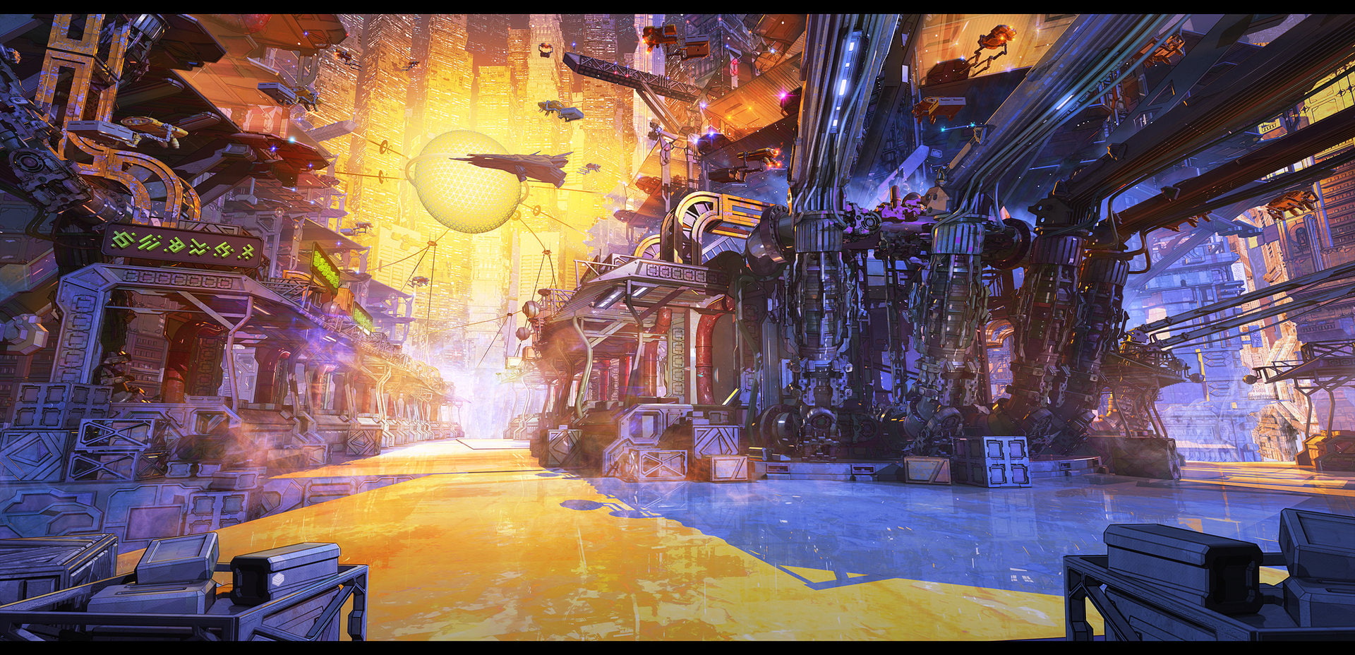 machine, science fiction, ArseniXC, concept art, space, spaceship, cityscape, 1080P, artwork, technology, building, city, futuristic, fantasy art, HD Wallpaper