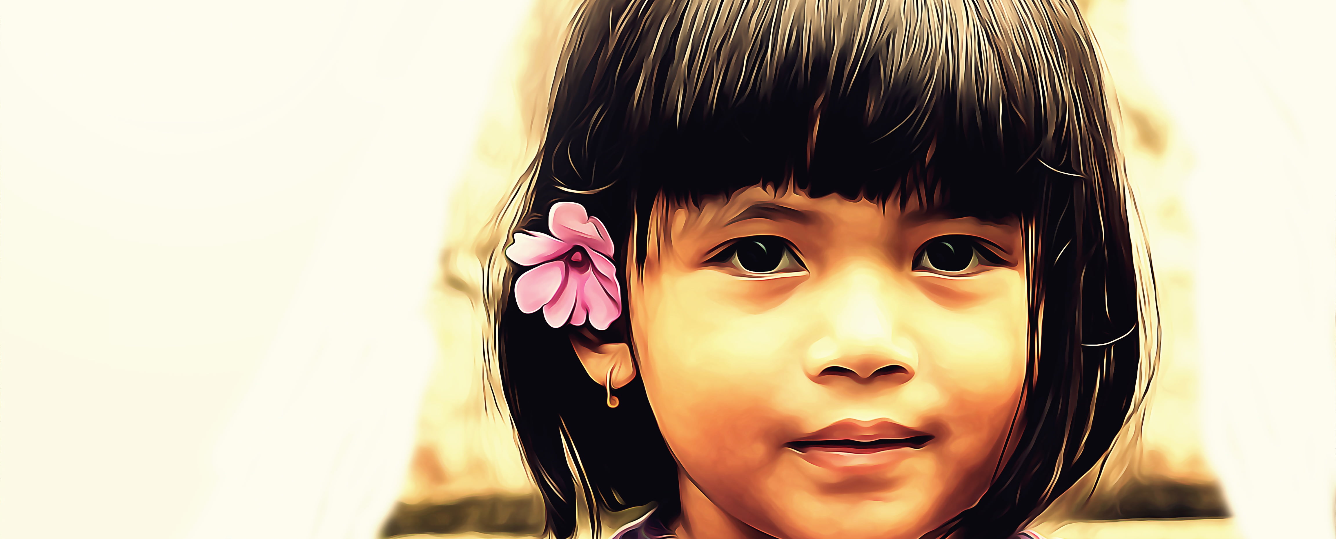 looking at camera, people, beautiful woman, females, child, adult, outdoors, human face, headshot, hair, innocence, children only, childhood, flower, body part, HD Wallpaper