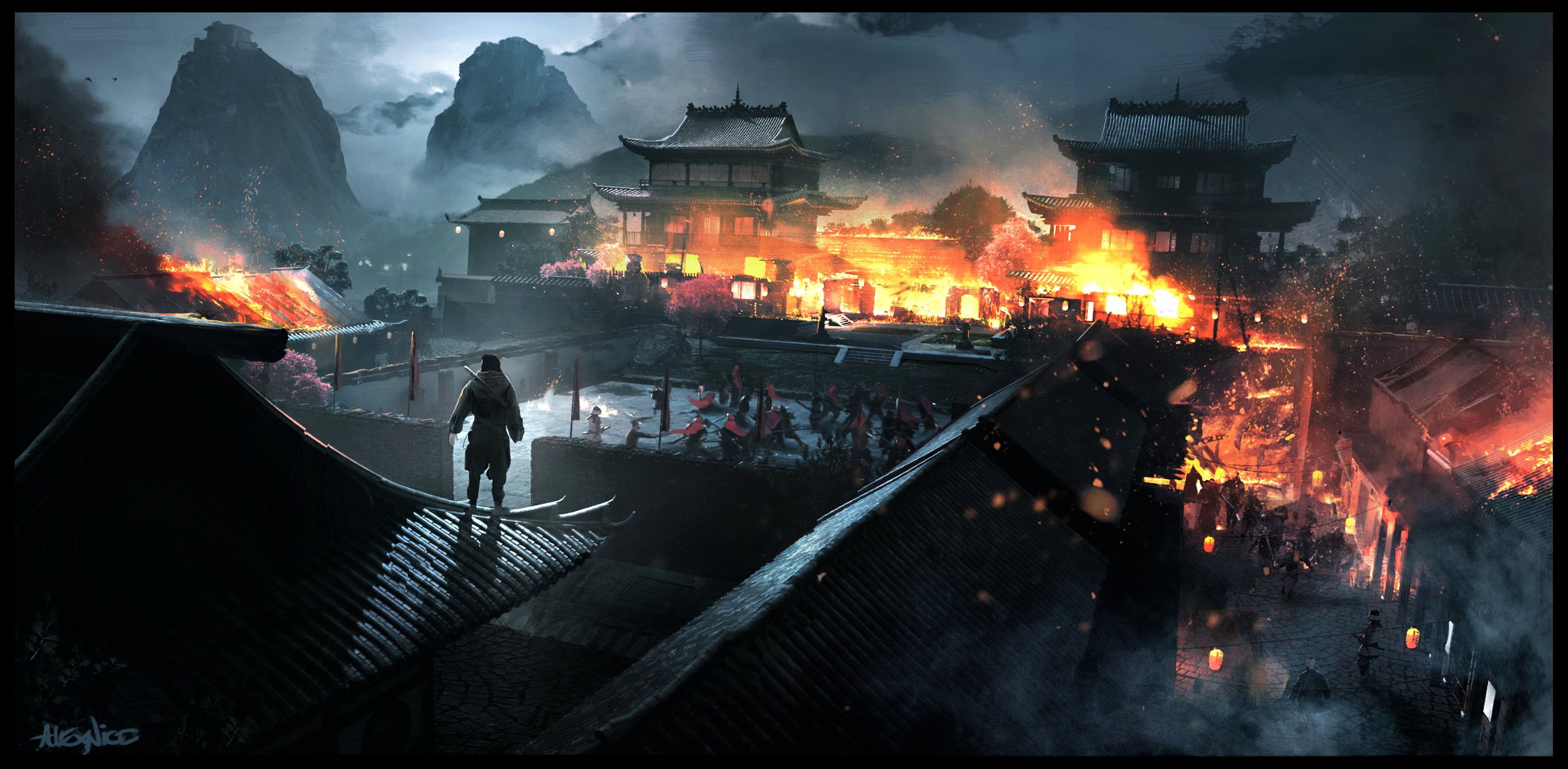 alex nice, Japan, artwork, 4K, HD Wallpaper