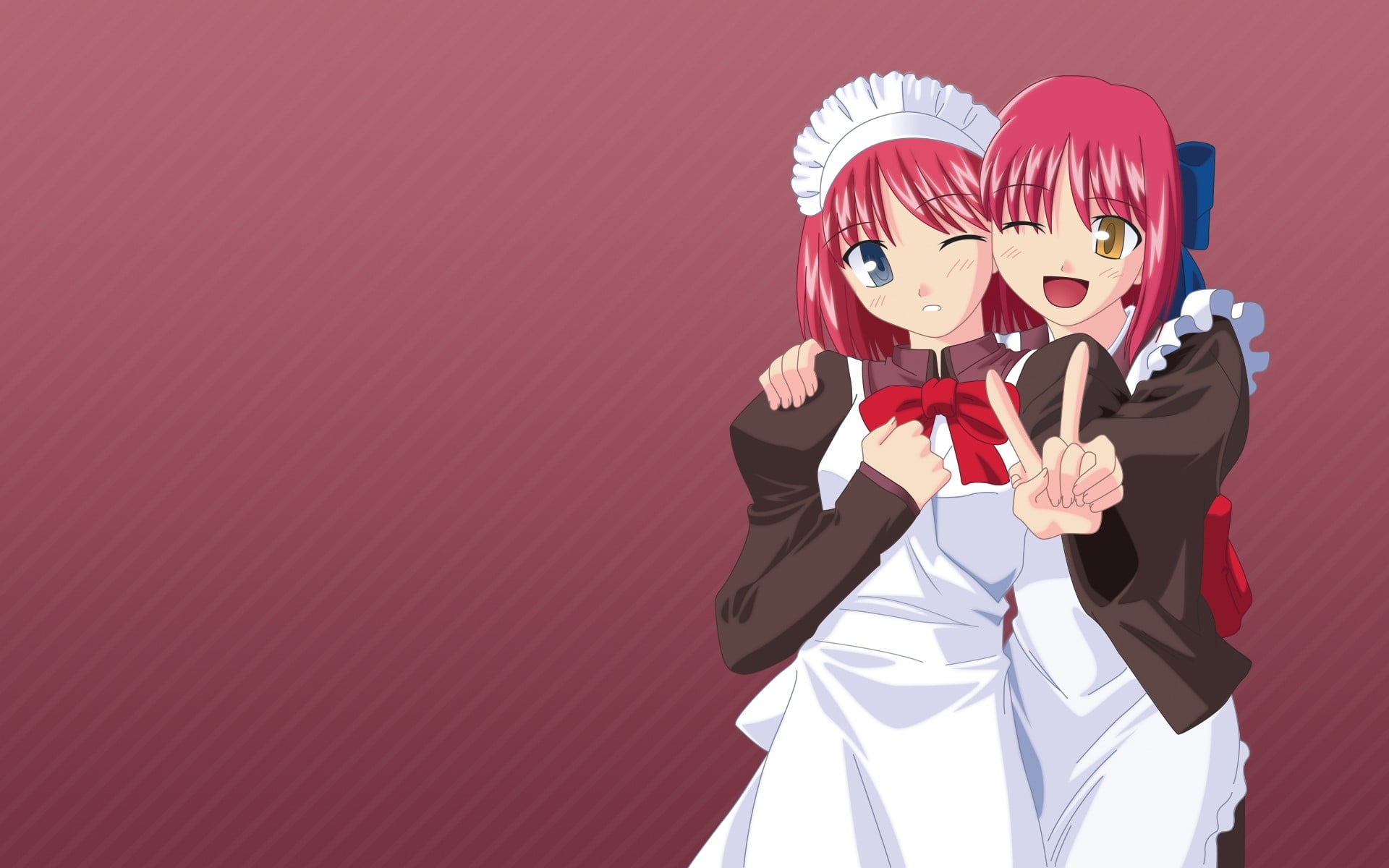 adult, love, waist up, young adult, Maids, lifestyles, emotion, art and craft, Hisui, Kohaku, two people, women, red, holding, representation, front view, HD Wallpaper