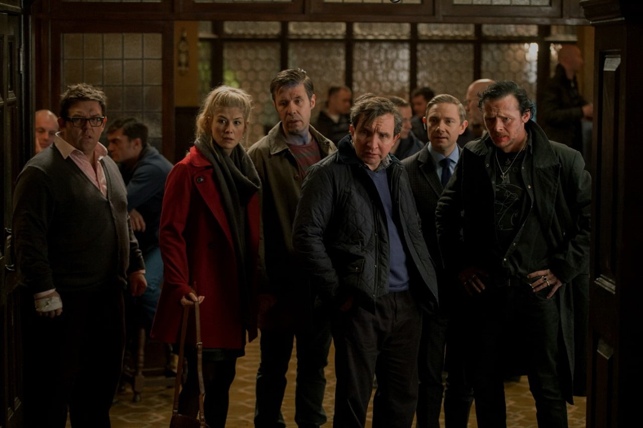 Simon Pegg, Eddie Marsan, Nick Frost, 720P, Martin man, movies, The Worlds End (movie), group of people, Paddy Considine, Rosamund Pike, HD Wallpaper