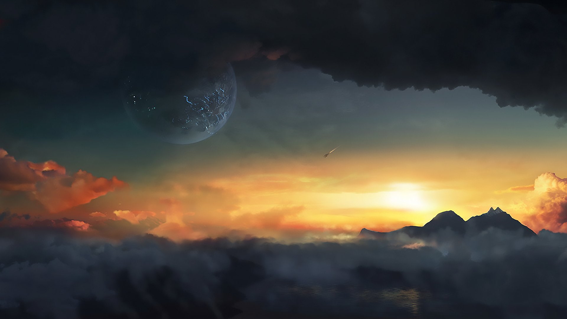 Cloud, Sci Fi, Landscape, Sky, Sunset, Planet, 1080P, HD Wallpaper
