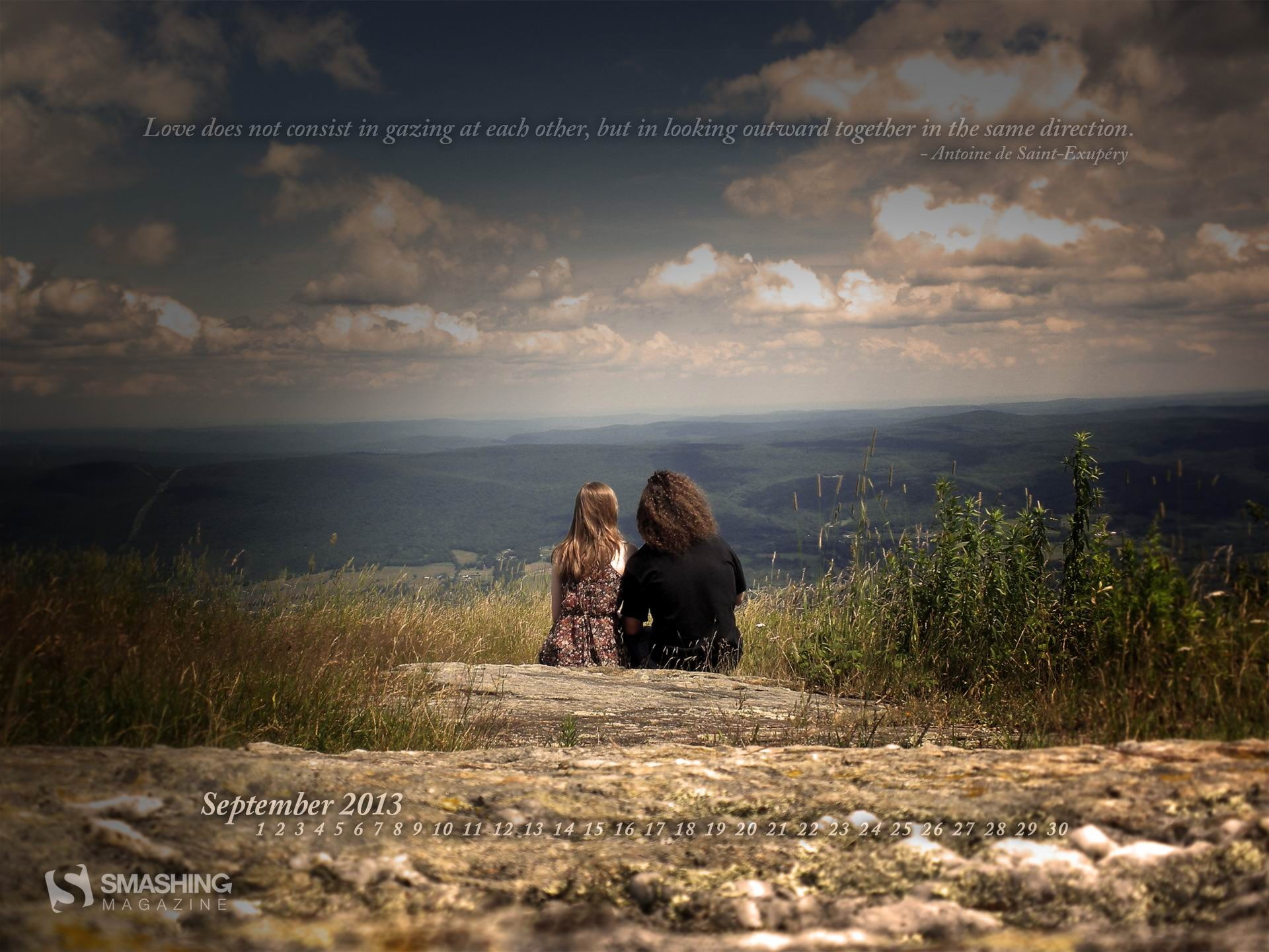 landscape, two people, scenics - nature, calendar, land, real people, plant, leisure activity, lifestyles, rear view, adult, outward, sitting, HD Wallpaper
