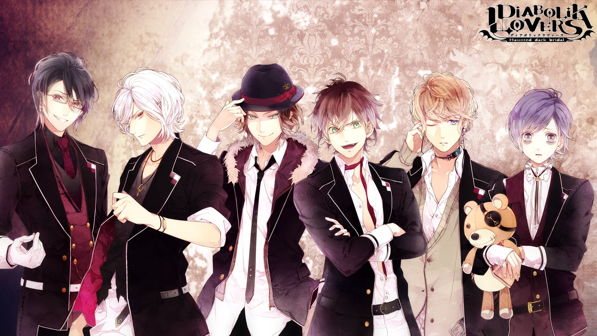 men, formalwear, indoors, adult, business, shoujo, 1080P, teenager, diabolik lovers haunted dark bridal, celebration, standing, front view, Anime, people, HD Wallpaper