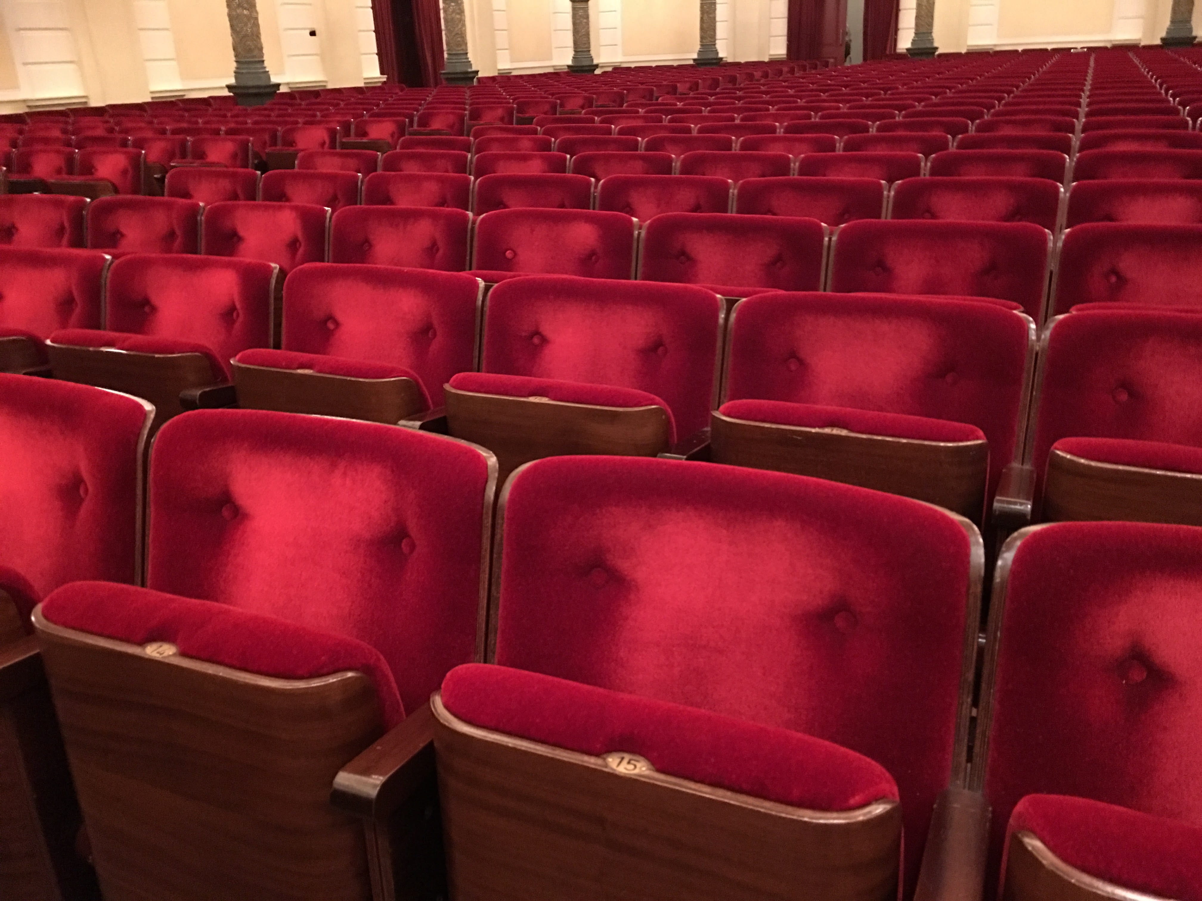 cinema, repetition, in a row, indoors, concert hall, absence, arrangement, seat, full frame, 4K, no people, arts culture and entertainment, side by side, HD Wallpaper