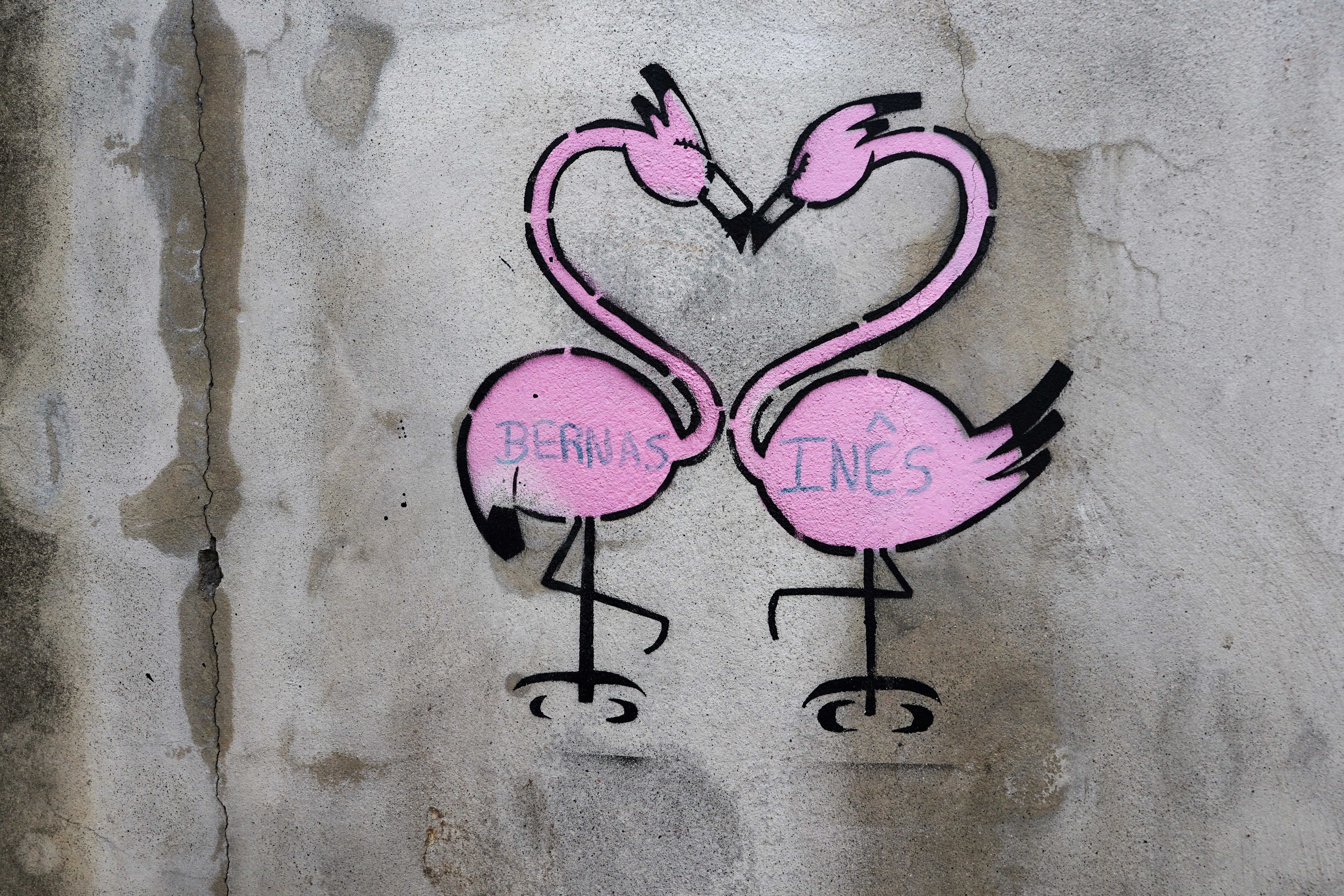 ponta delgada, heart Shape, western script, symbol, kiss, art, positive emotion, text, portugal, love, heart, pink color, wall - building feature, painting, HD Wallpaper