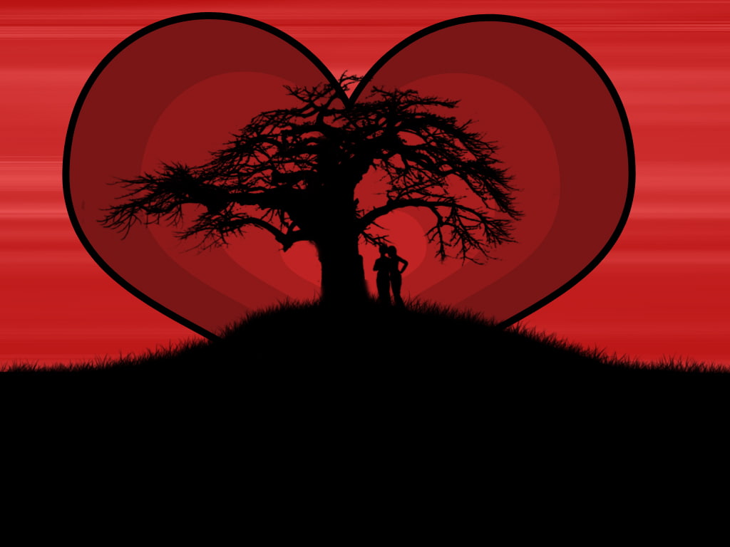 at, lovers, 480P, love, tree, hd, HD Wallpaper