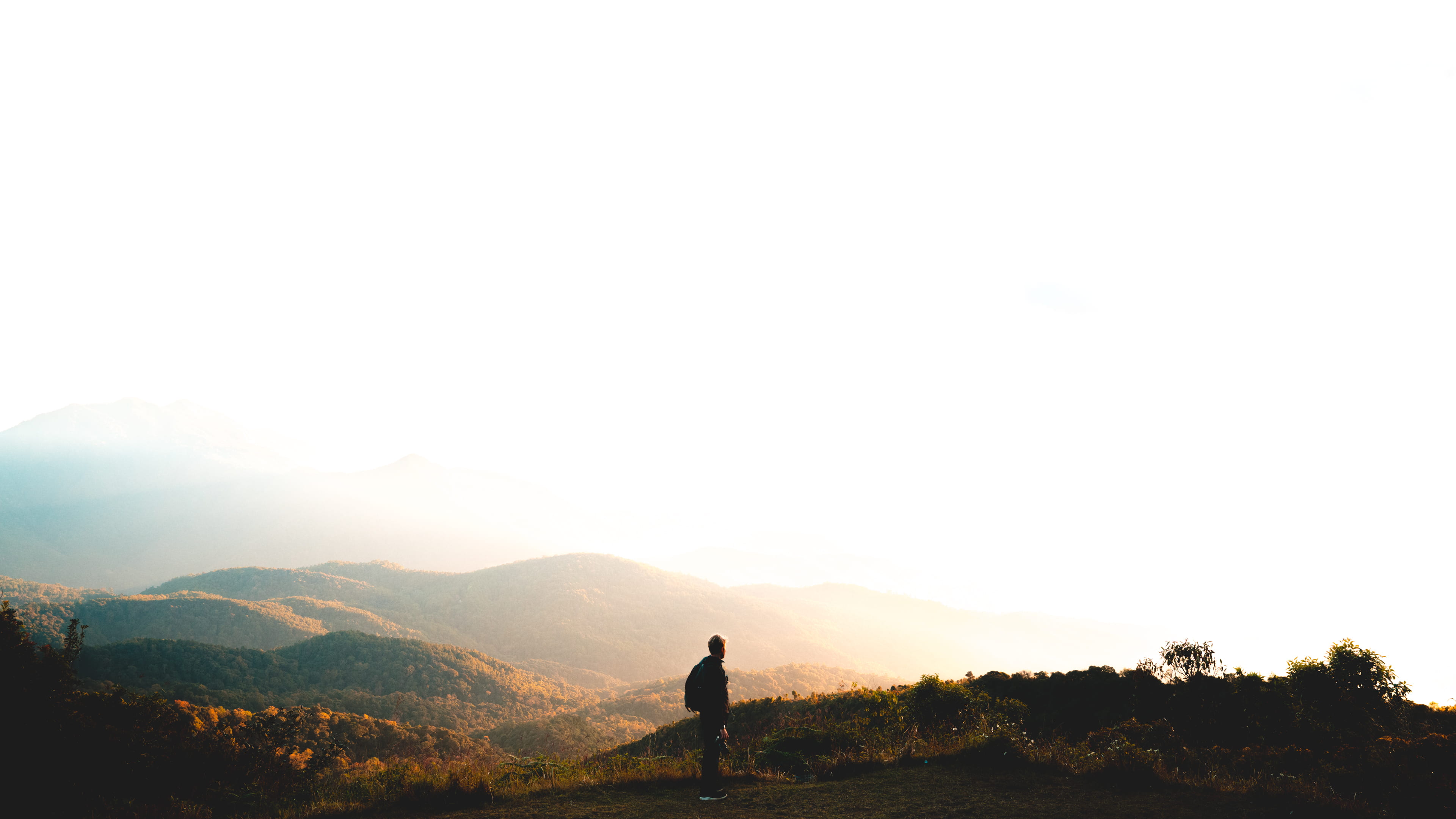 nature, overexpose, hill, adventure, activity, silhouette, panorama, near, beauty in nature, white, tranquil scene, thailand, forest, environment, blown out, HD Wallpaper