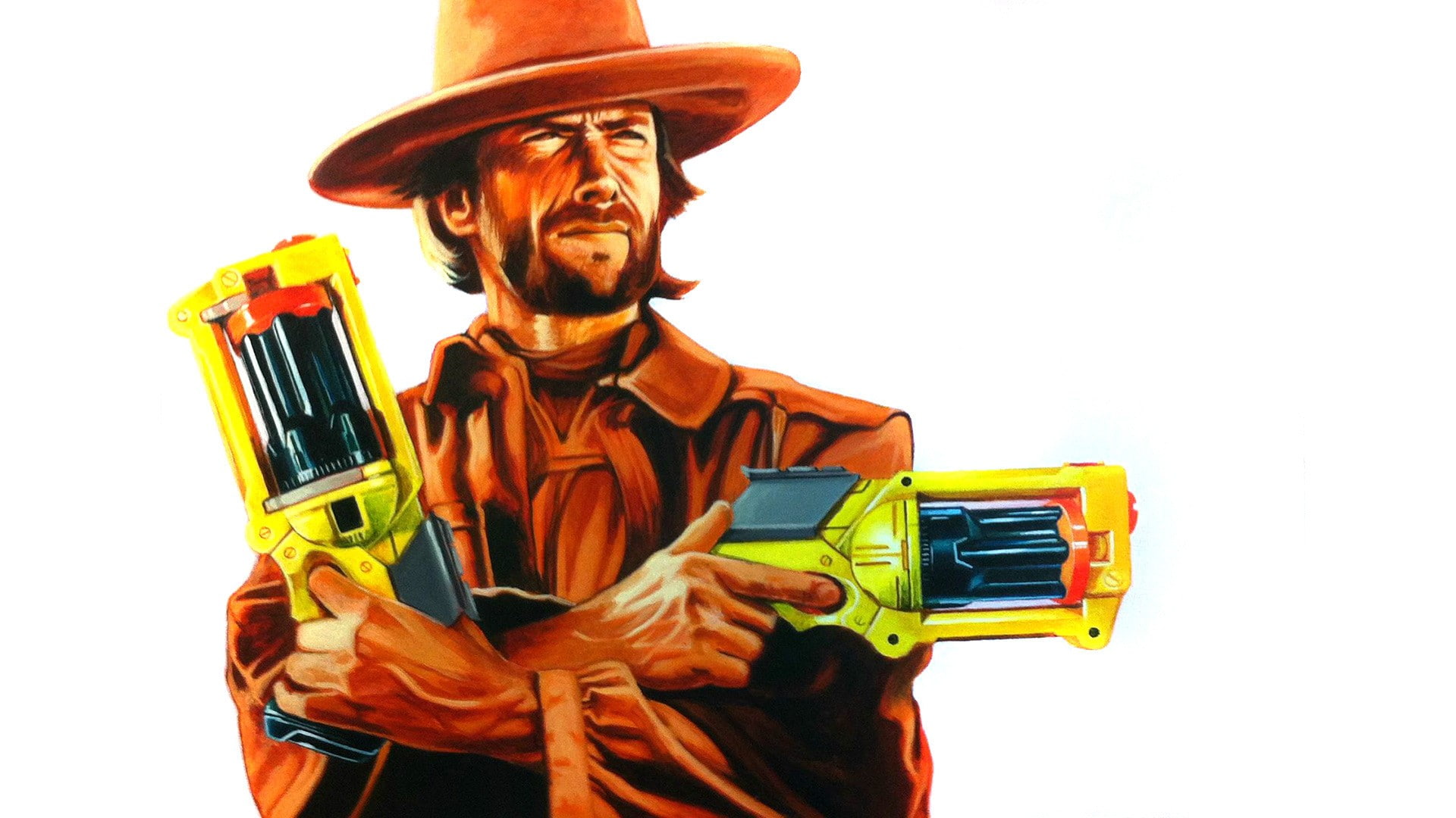 The Good, artwork, humor, Nerf, 1080P, Clint Eastwood, the Bad and the Ugly, HD Wallpaper