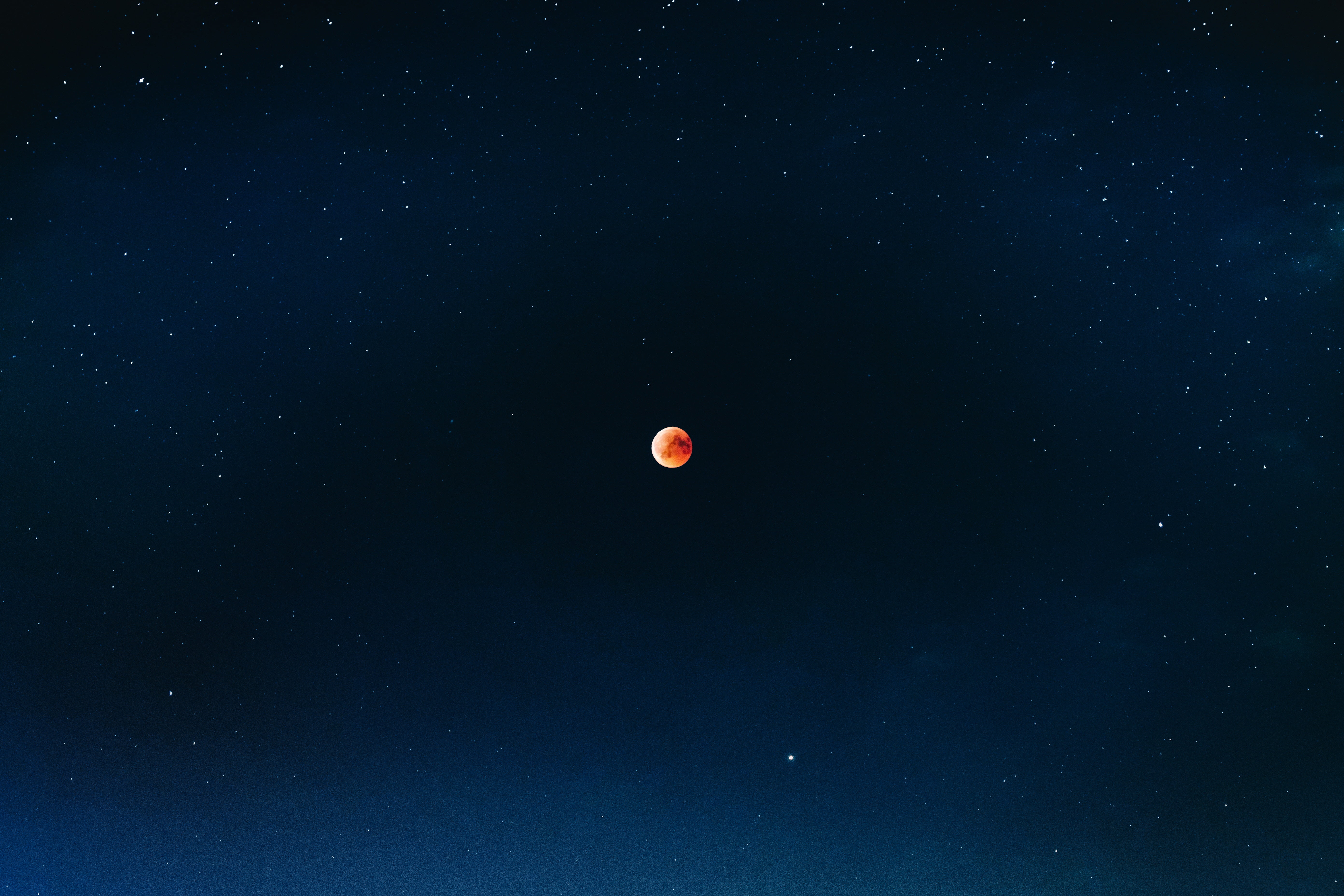 tranquil scene, nature, red, scenics - nature, night, blue, outdoors, space, astronomy, low angle view, backgrounds, 5K, idyllic, eclipse, red moon, no people, HD Wallpaper