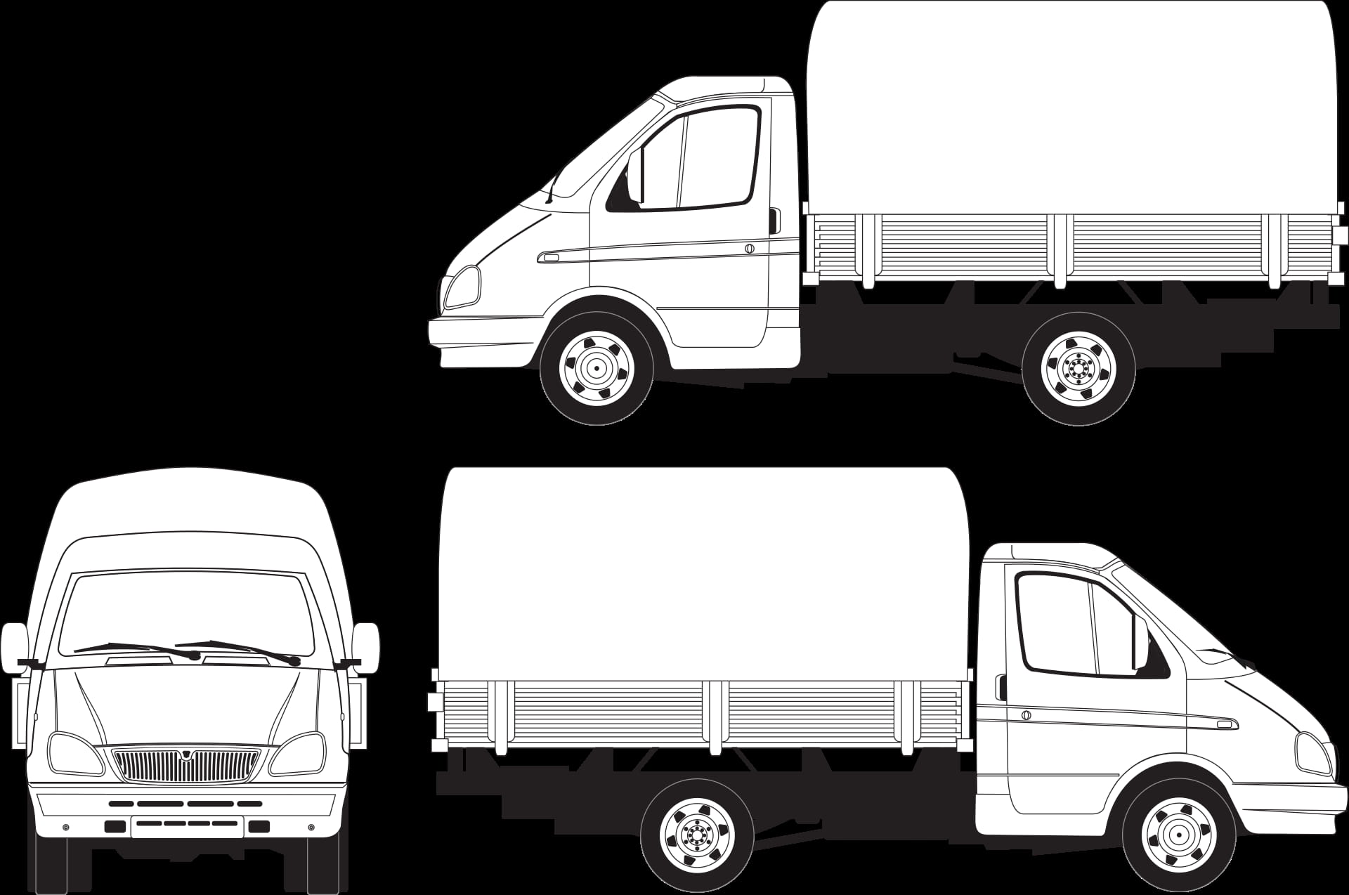 mode of transportation, stationary, land vehicle, truck, outdoors, van - vehicle, no people, white color, black background, transport, auto, road, 1080P, HD Wallpaper