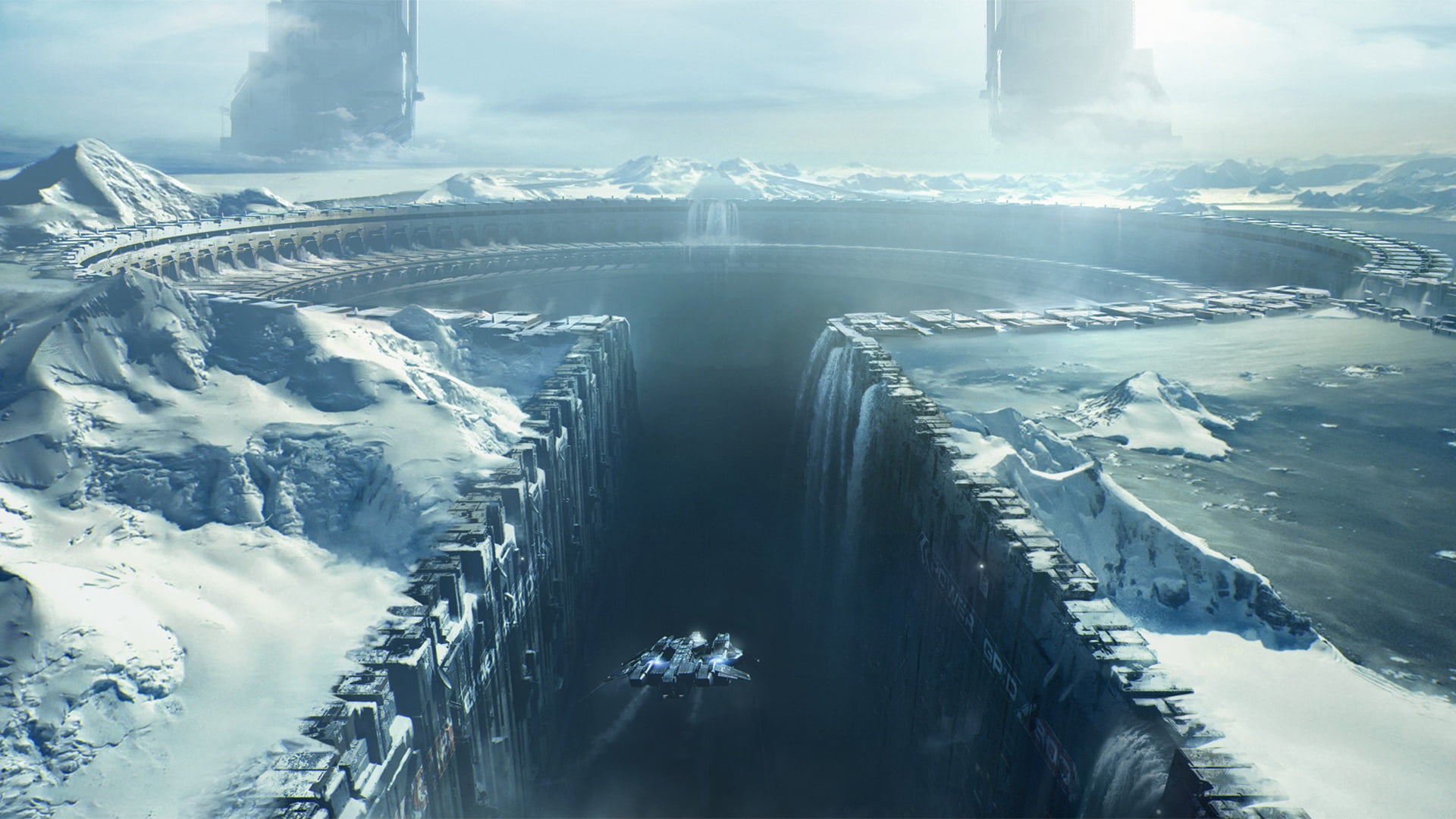 hole, Wojtek Fus, 1080P, The Grid, ship, HD Wallpaper