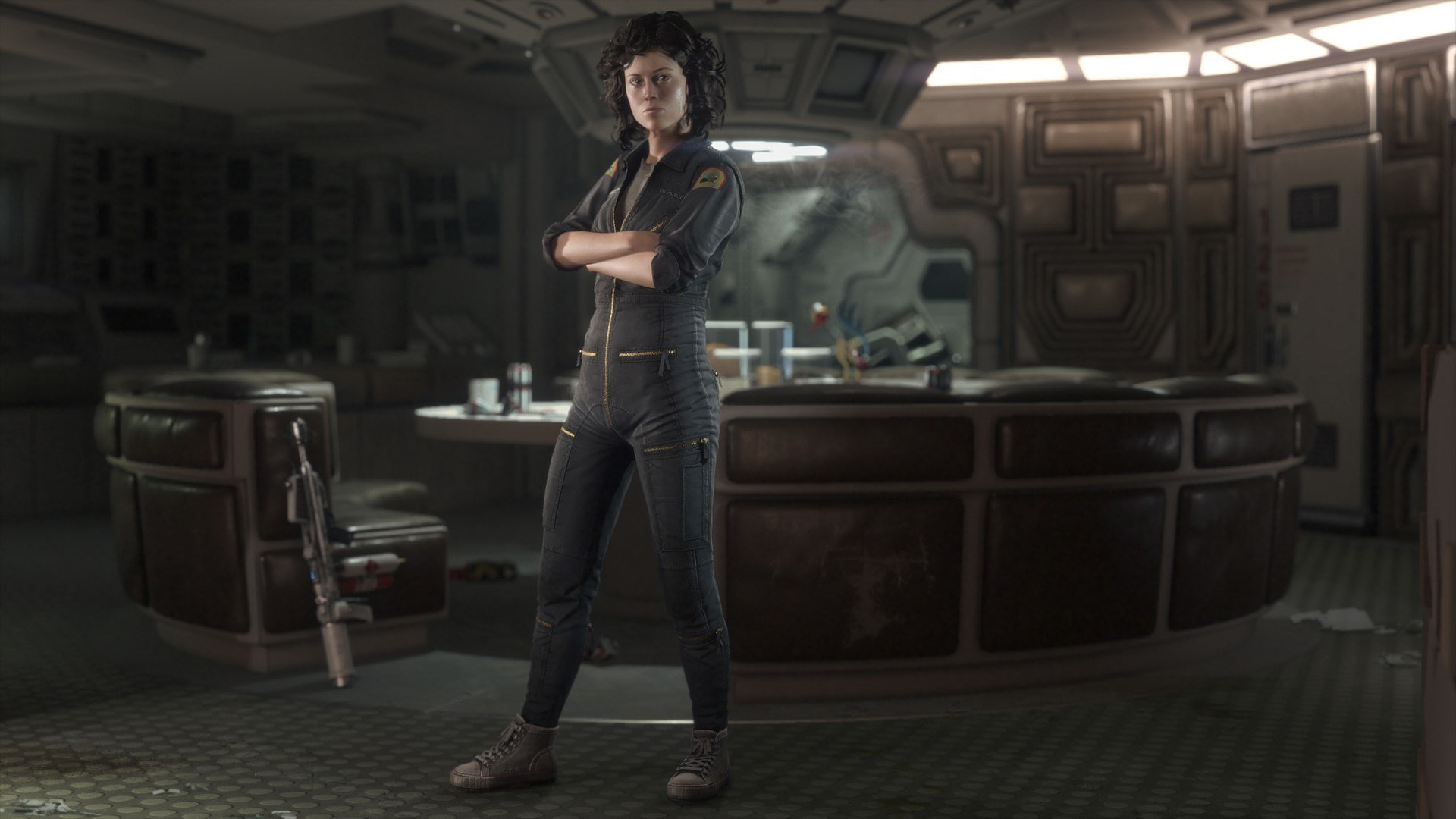 looking at camera, music, portrait, Alien: Isolation, transportation, waiting, jeans, mode of transportation, looking, indoors, full length, contemplation, HD Wallpaper