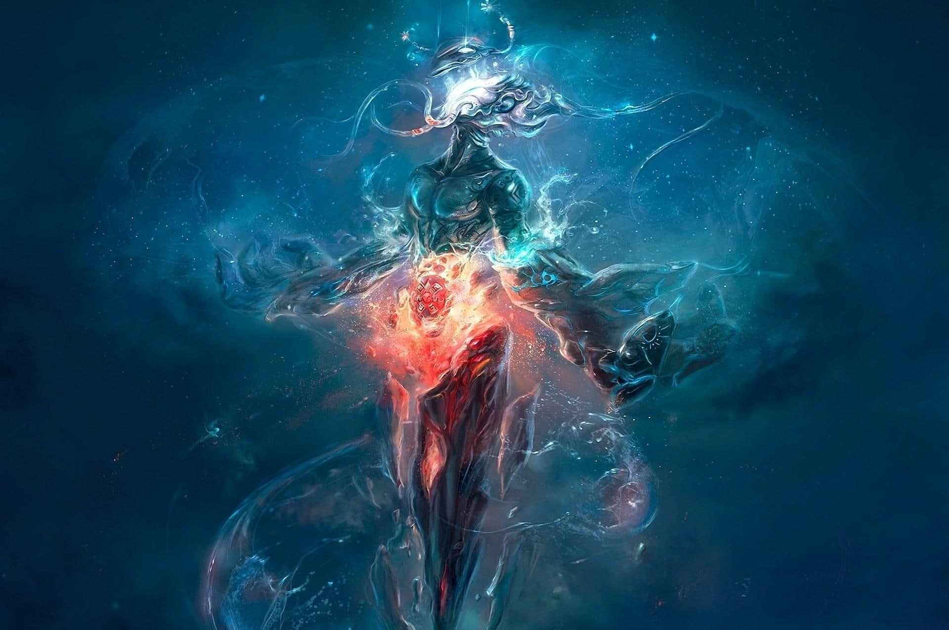 1080P, water, 3d and abstract, artwork, digital, abstract-fantasy, underwater, spirit, HD Wallpaper