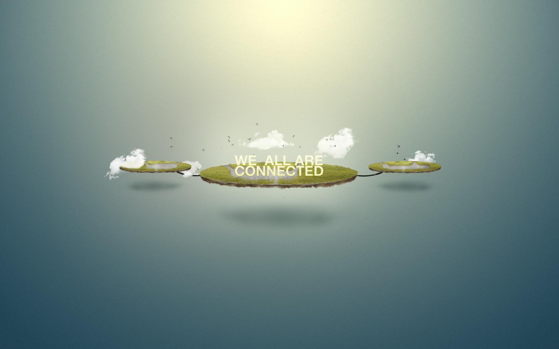 world, connection, quotes, connected, cloud, text, 1920x1200, 1080P, bird, HD Wallpaper