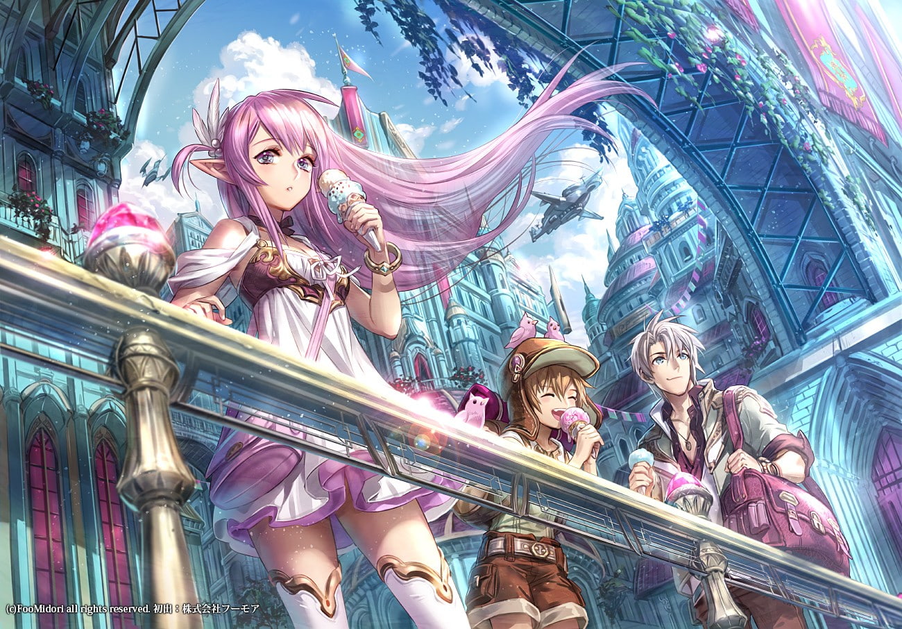 720P, artist, musician, statue, sculpture, women, anime, architecture, art and craft, pink hair, ice cream, creativity, human representation, city, music, HD Wallpaper