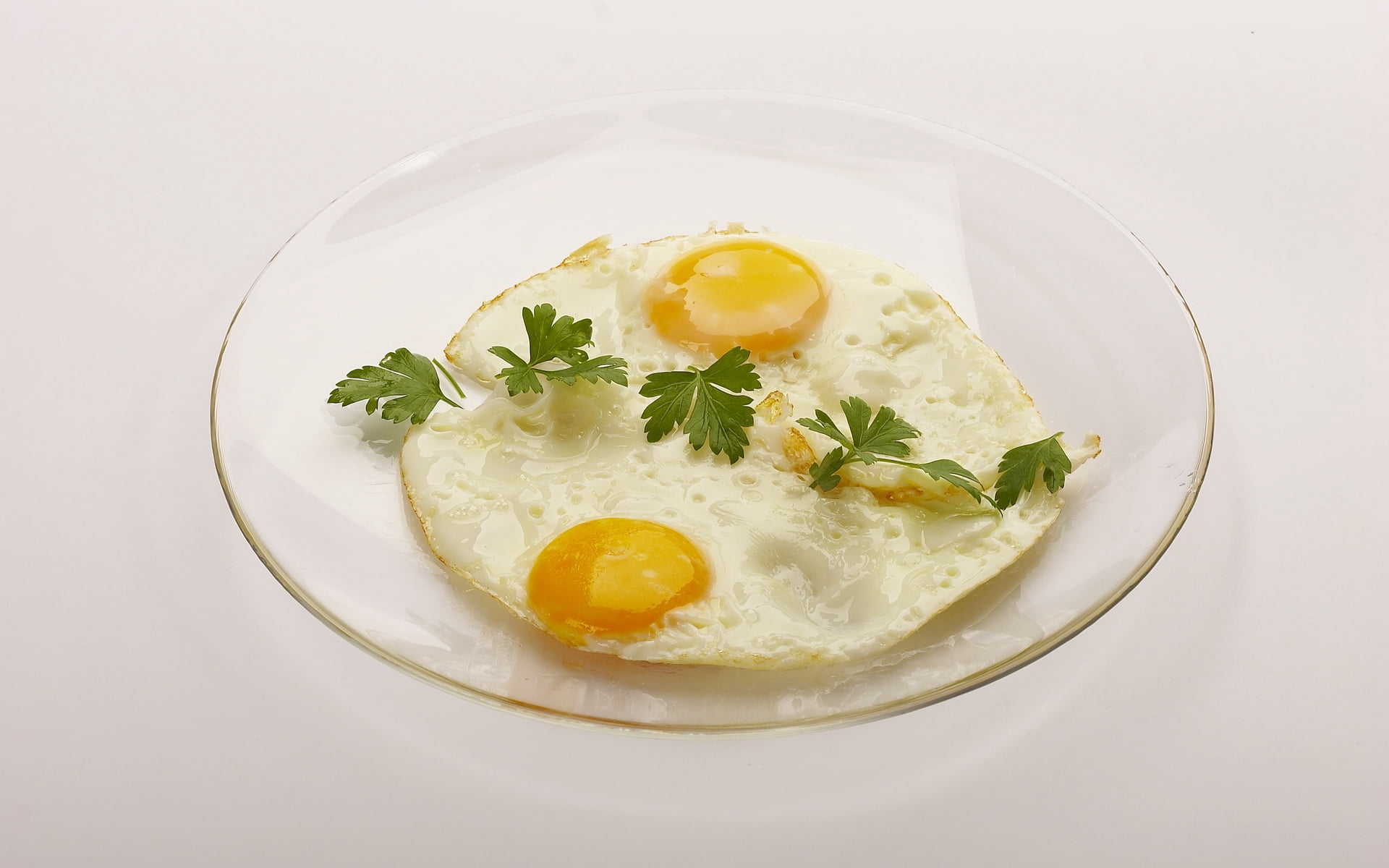 egg, dieting, white, dinner, side, fried eggs, food, vegetarian Food, sunny side up, crockery, salad, food and drink, ready-to-eat, wellbeing, parsley, HD Wallpaper