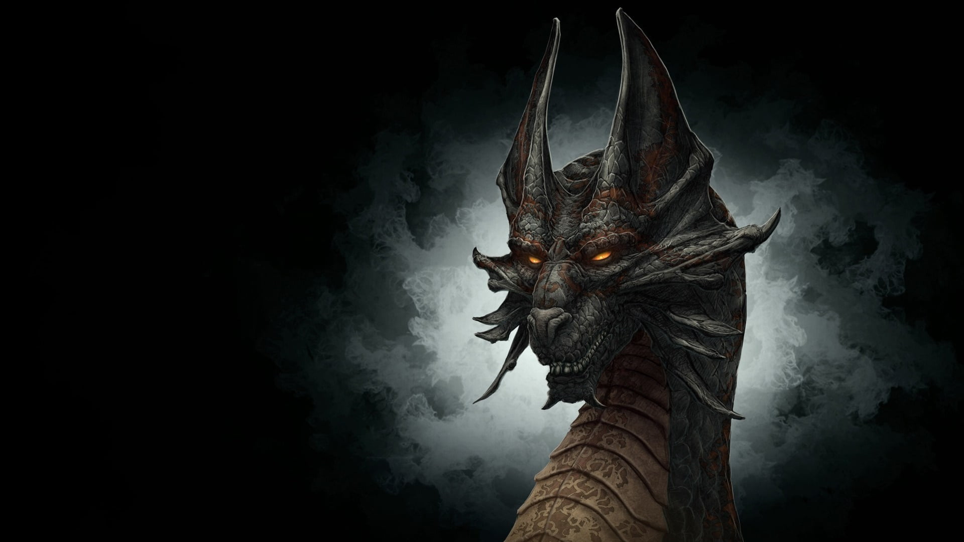 halloween, one animal, art, spooky, darkness, black dragon, digital composite, 1080P, horror, nature, invertebrate, no people, outdoors, dark, fictional character, HD Wallpaper
