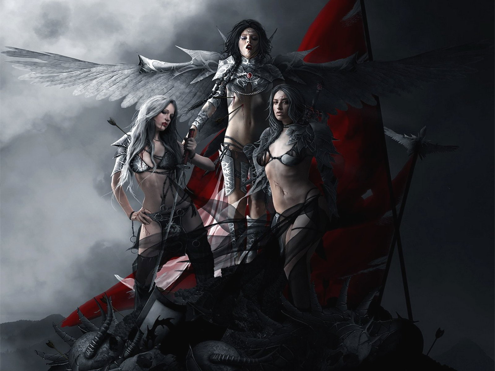 Girl, Vampire, Dark, Wings, 720P, Fantasy, Angel, Woman Warrior, HD Wallpaper