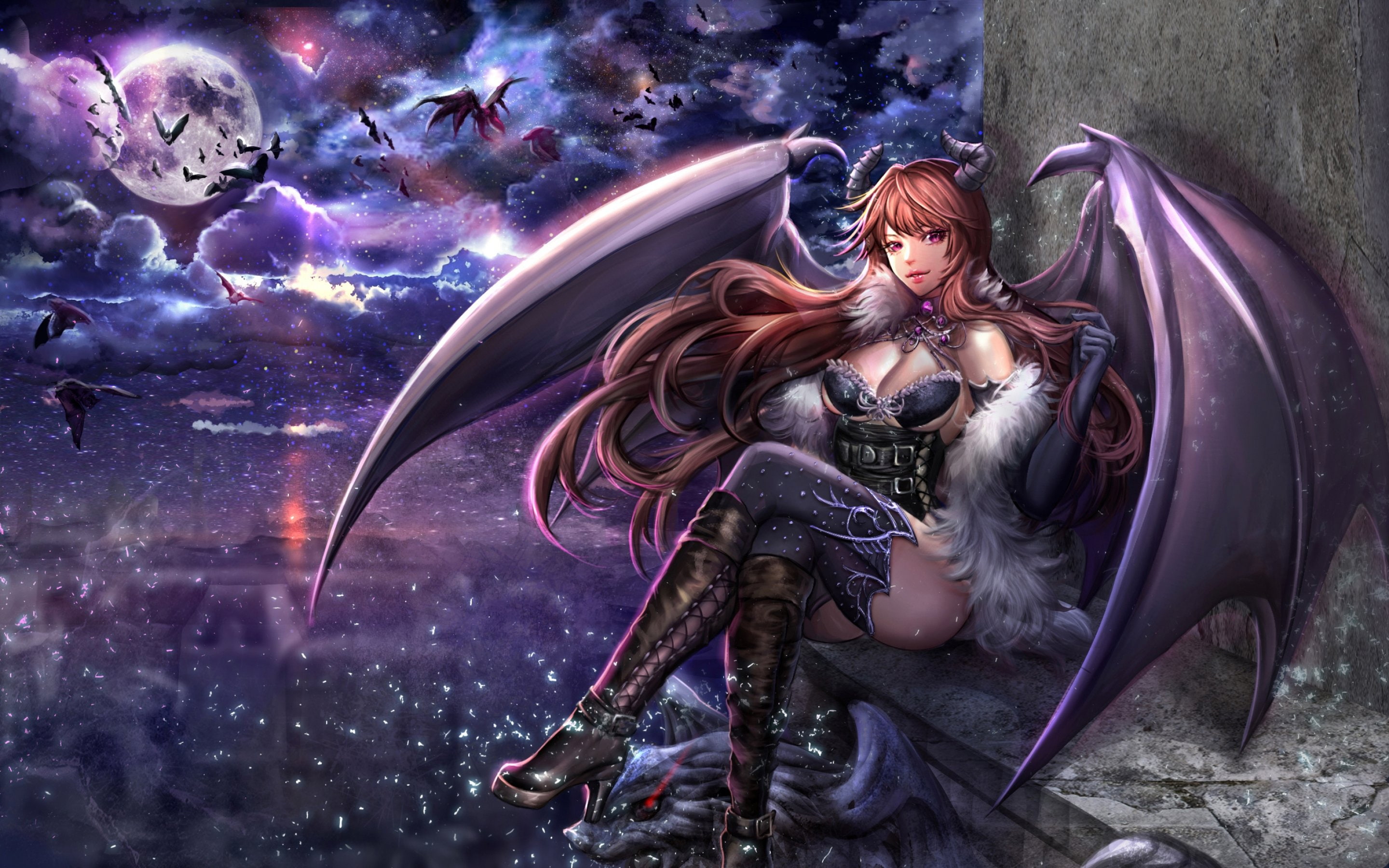 woman, Evil, girl, female, angel, artwork, Succubus, women, Girls, 2K, vampire, art, Dark, fantasy, HD Wallpaper