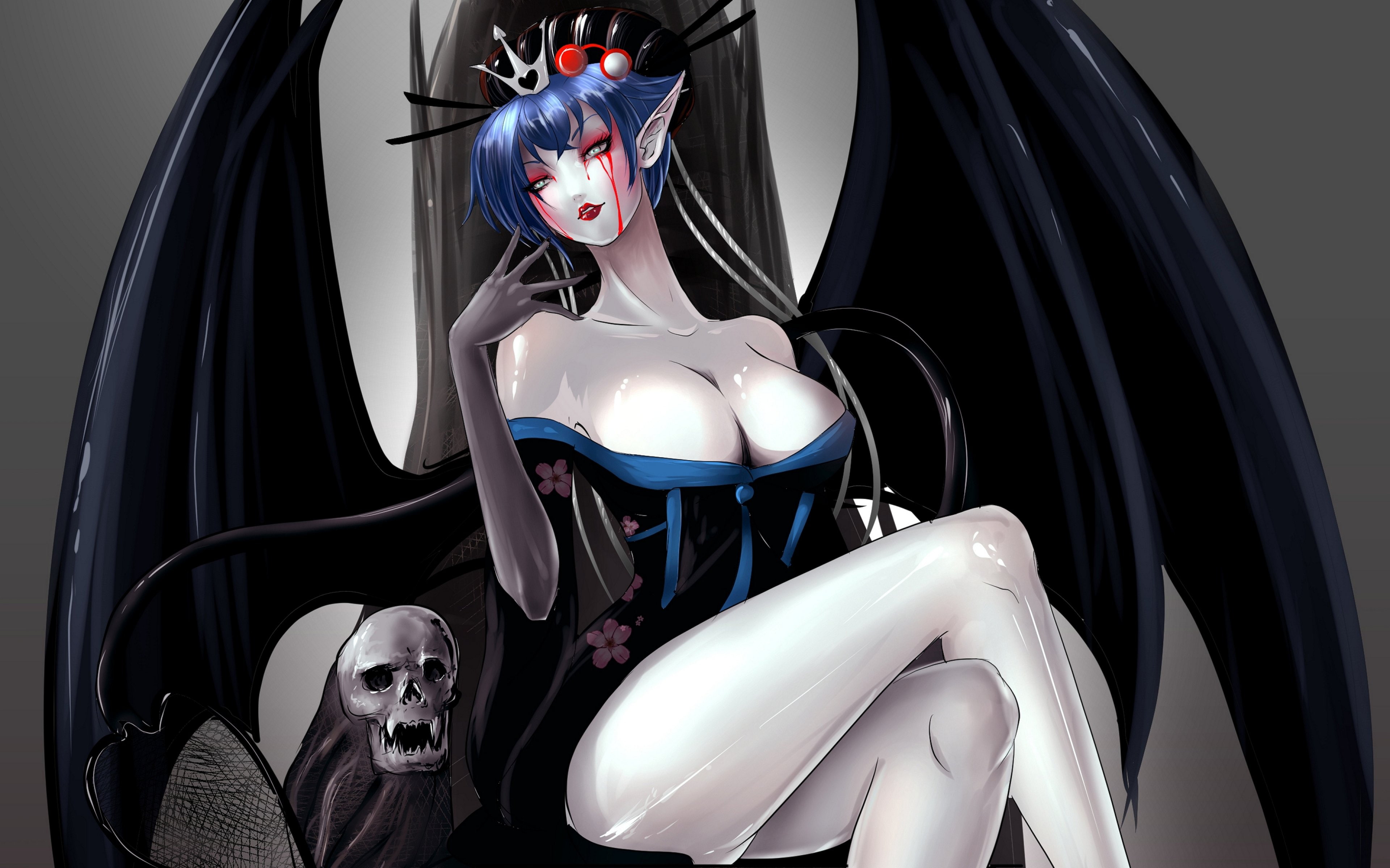 fantasy, girl, vampire, female, women, Succubus, woman, artwork, 4K, angel, Dark, art, Evil, Girls, HD Wallpaper