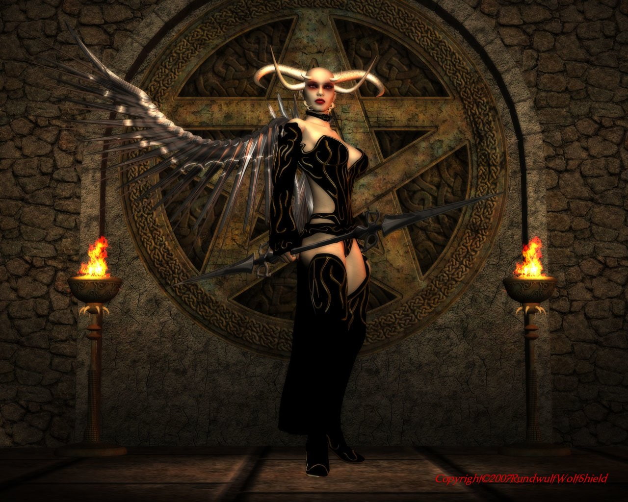 Vampire, Demon, Dark, Wings, character, 720P, black, Weapon, Angel, female, game, HD Wallpaper