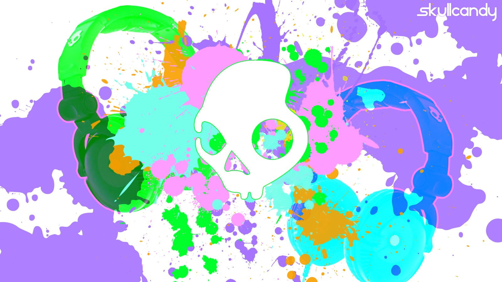 Skull, Candy, Artistic, Splatter, Headphones, Music, Other, 720P, Colorful, HD Wallpaper