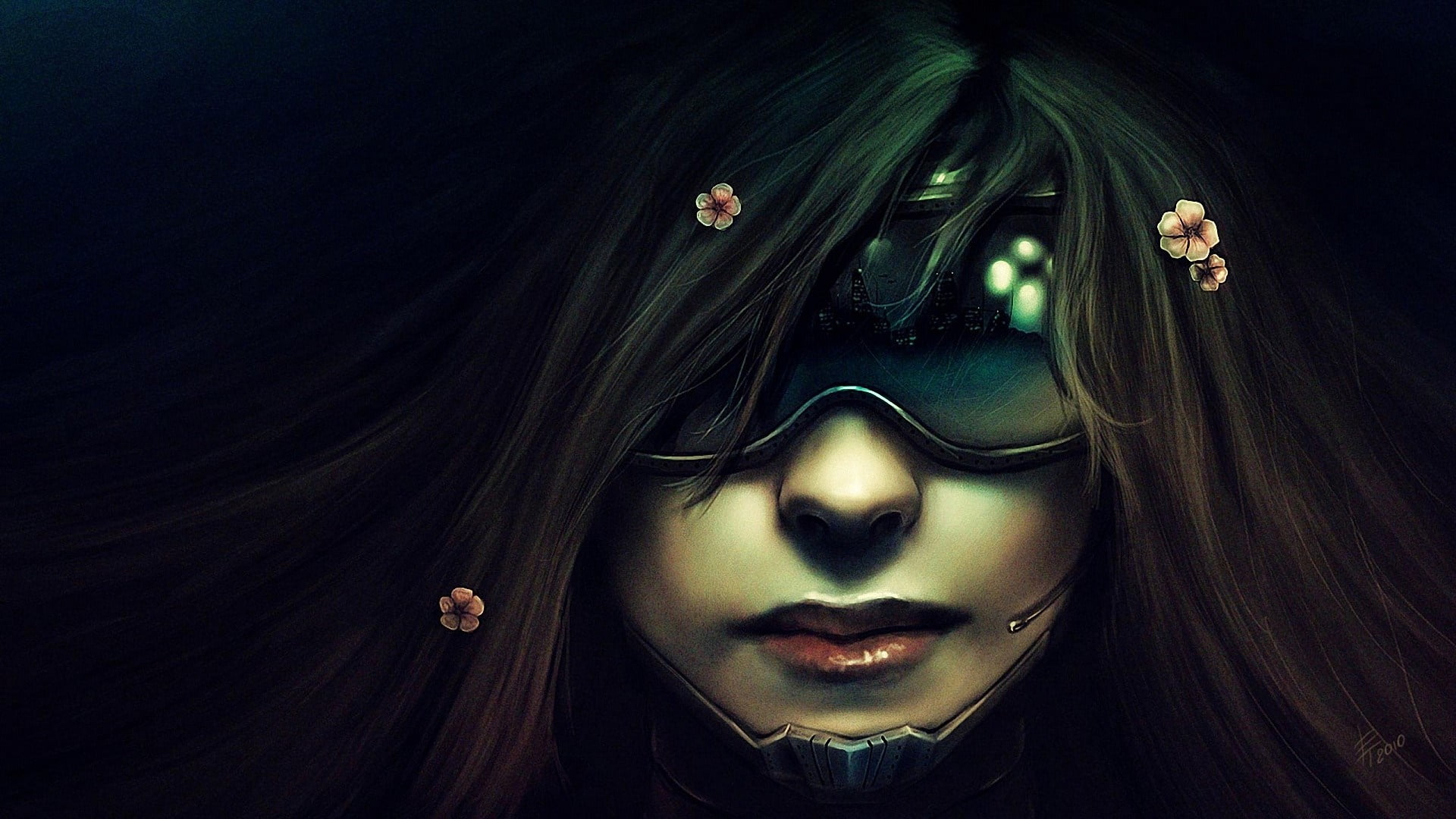 woman, young women, mystery, illustration, black background, black color, human body part, digital composite, spooky, hair, women, one person, steampunk, HD Wallpaper