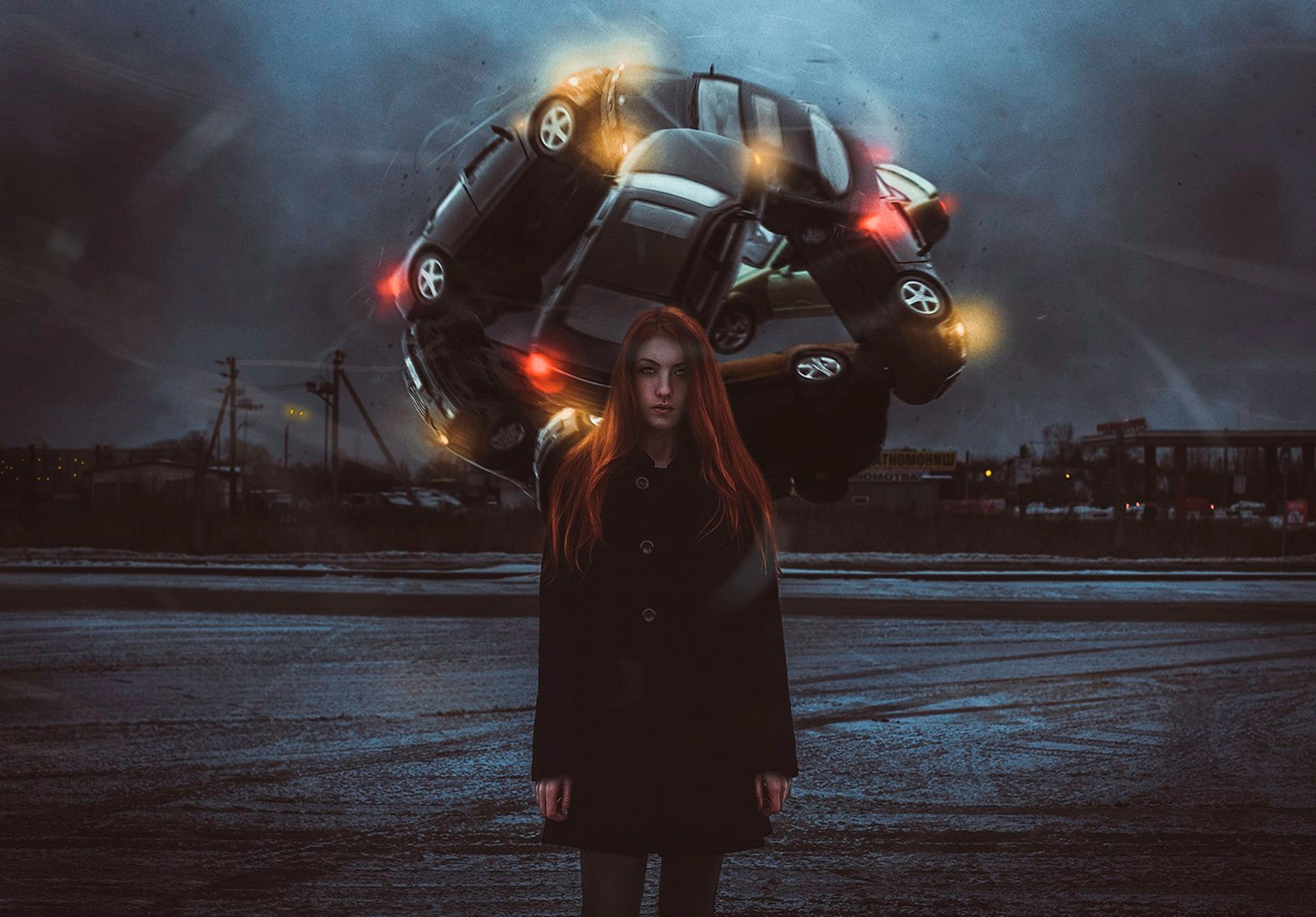 adult, young adult, women, three quarter length, casual clothing, leisure activity, night, 1080P, front view, women yuri shwedoff fantasy art car artwork, HD Wallpaper
